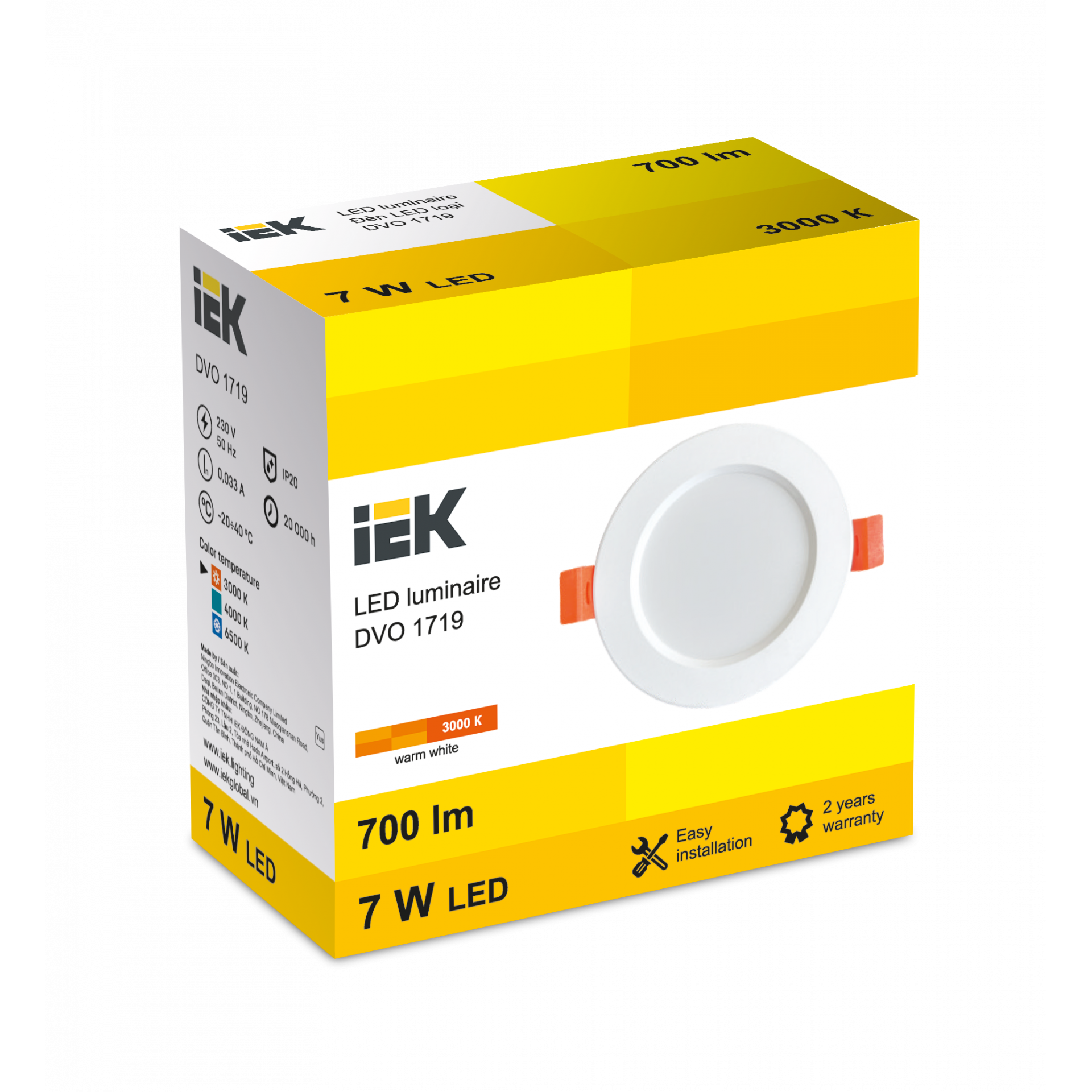 LED DVO 1719 7W 3000K IP20 IEK