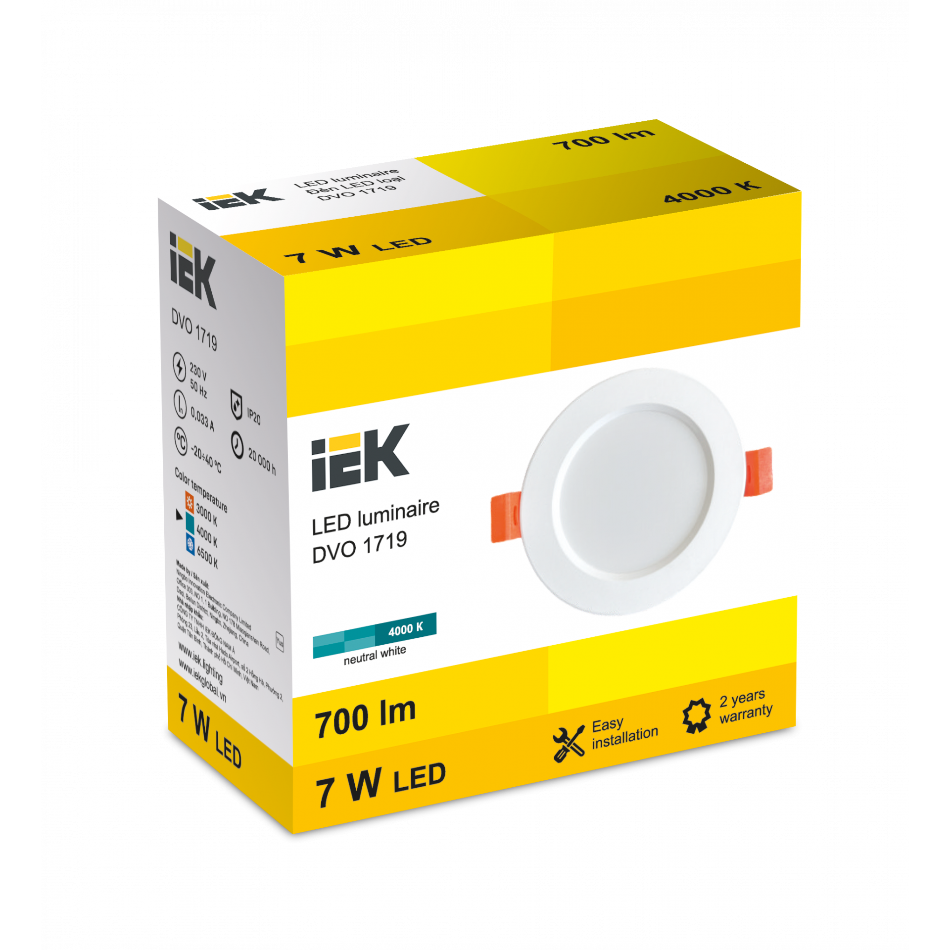 LED DVO 1719 7W 4000K IP20 IEK