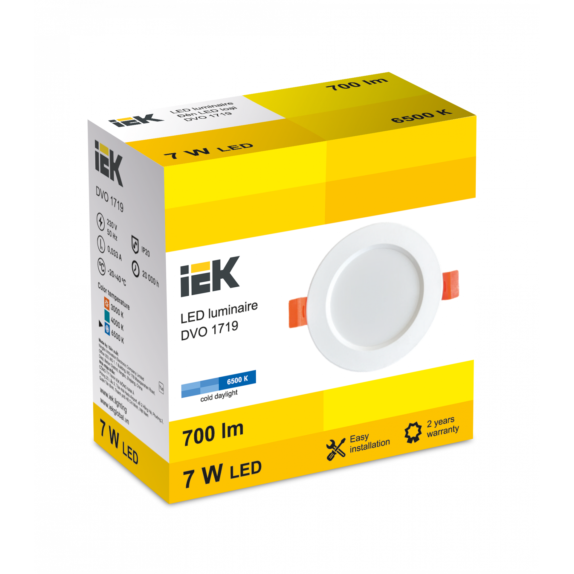 LED DVO 1719 7W 6500K IP20 IEK