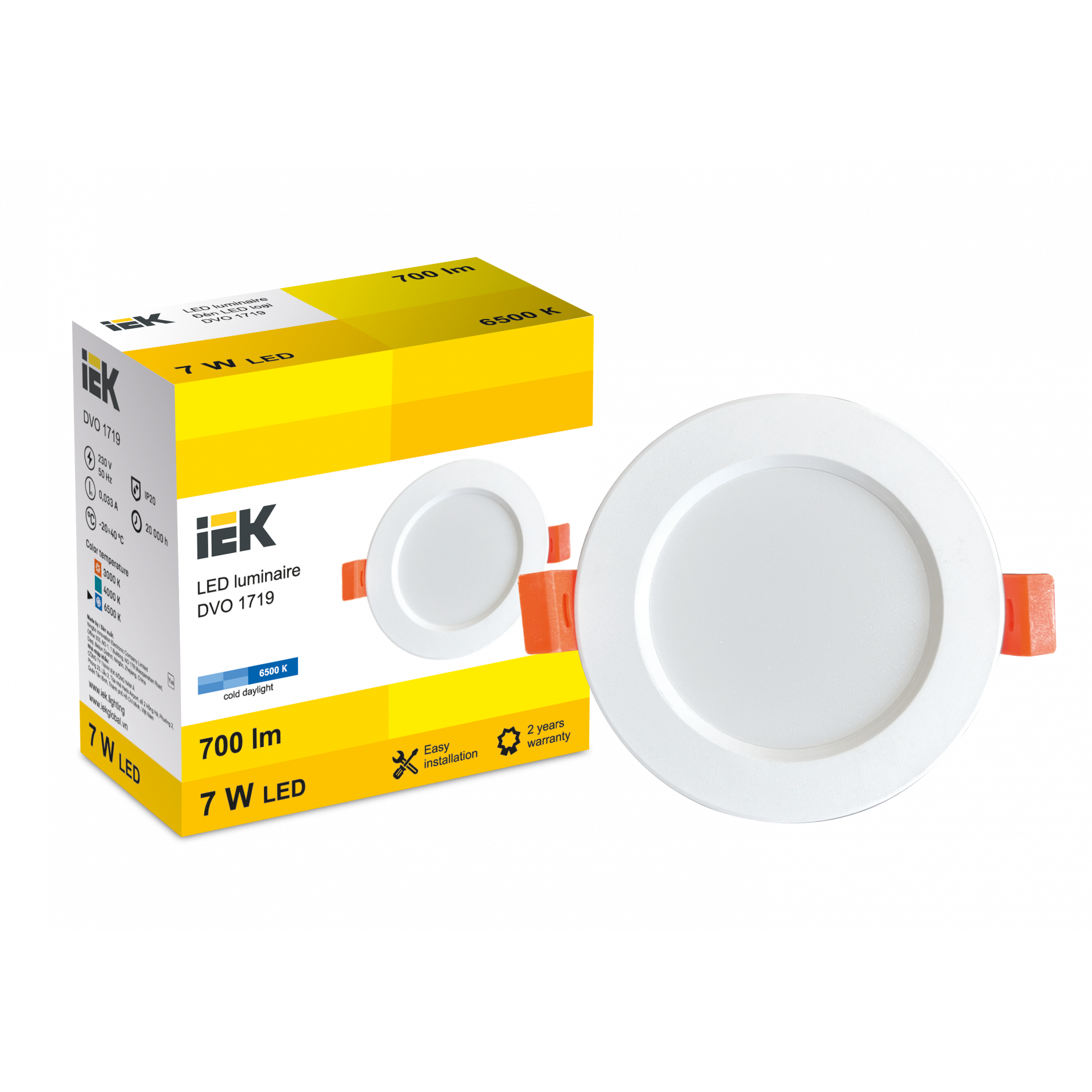 LED DVO 1719 7W 6500K IP20 IEK
