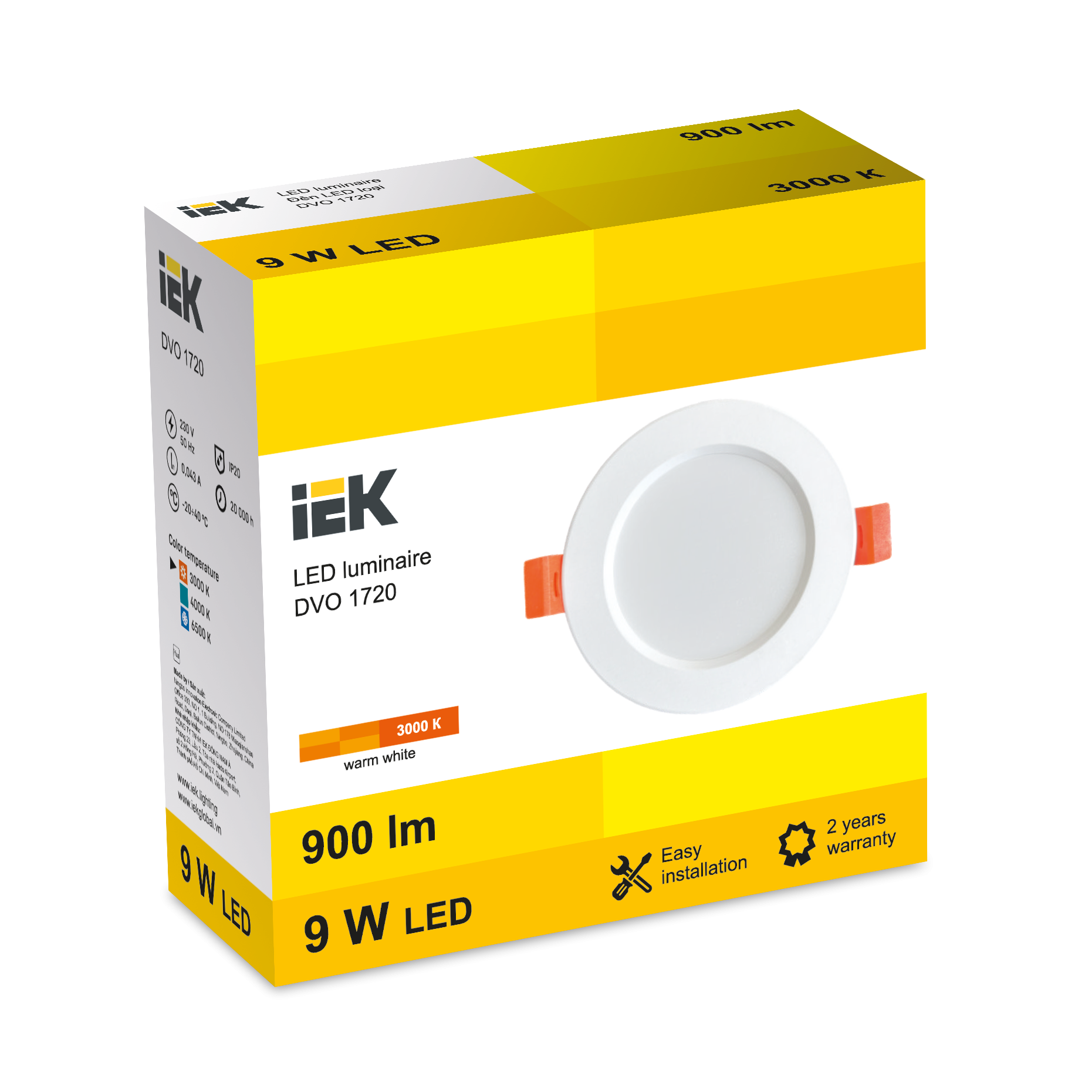 LED DVO 1720 9W 3000K IP20 IEK