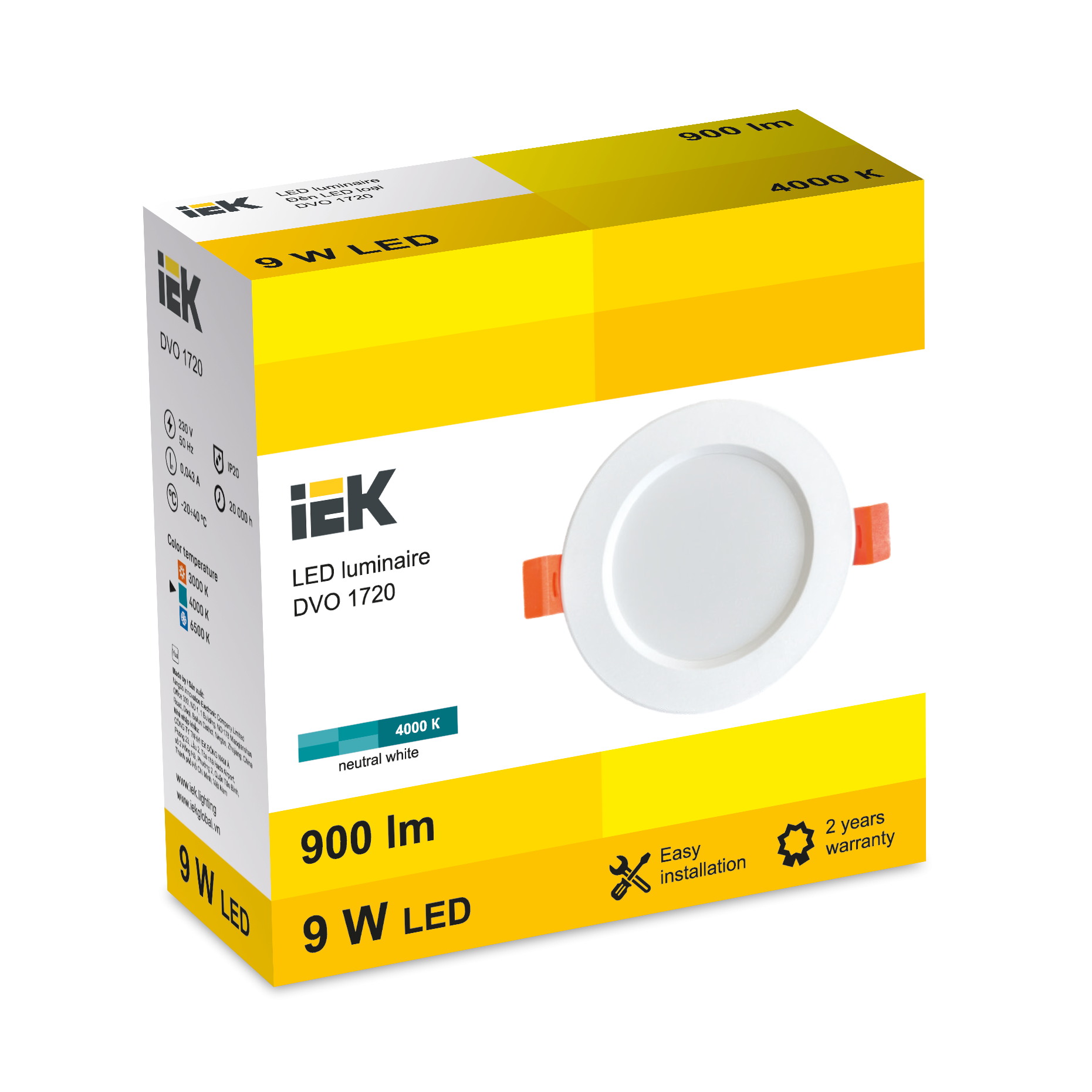 LED DVO 1720 9W 4000K IP20 IEK