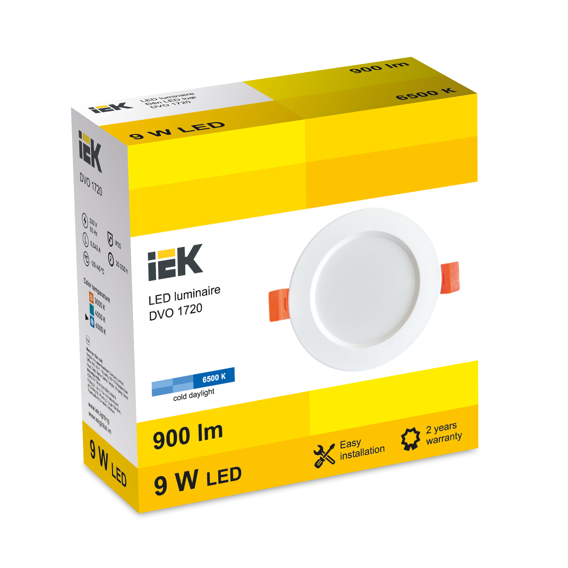 LED DVO 1720 9W 6500K IP20 IEK