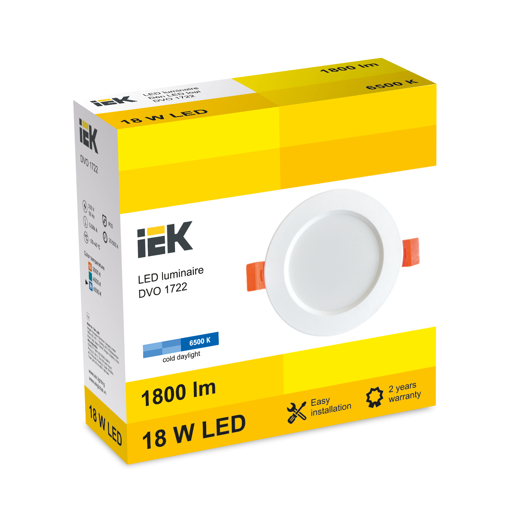LED DVO 1722 18W 6500K IP20 IEK