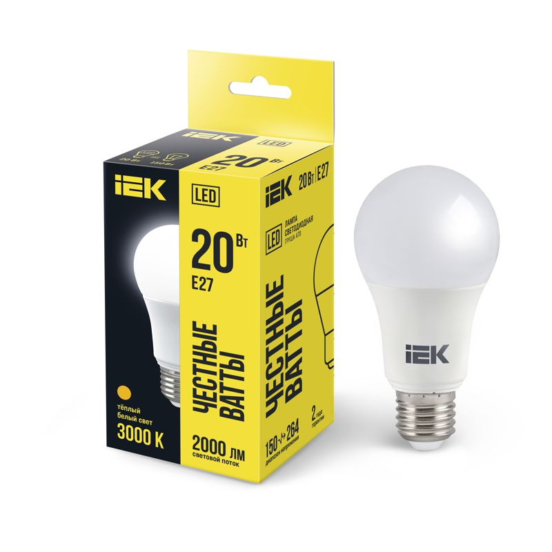 Лампа светодиодная A70 груша 20Вт 230В 3000К E27 IEK