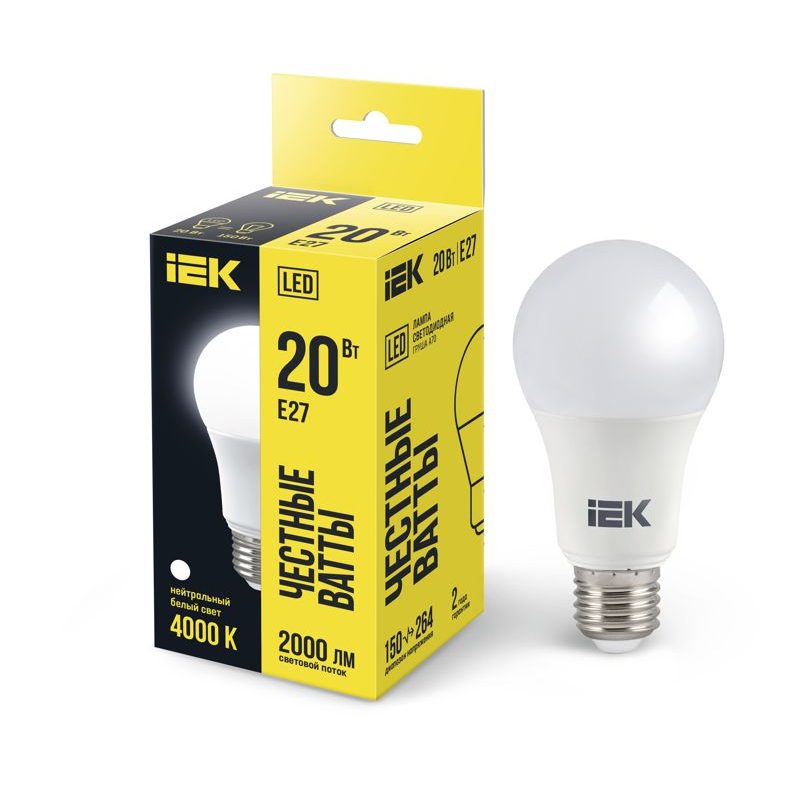 Лампа светодиодная A70 груша 20Вт 230В 4000К E27 IEK