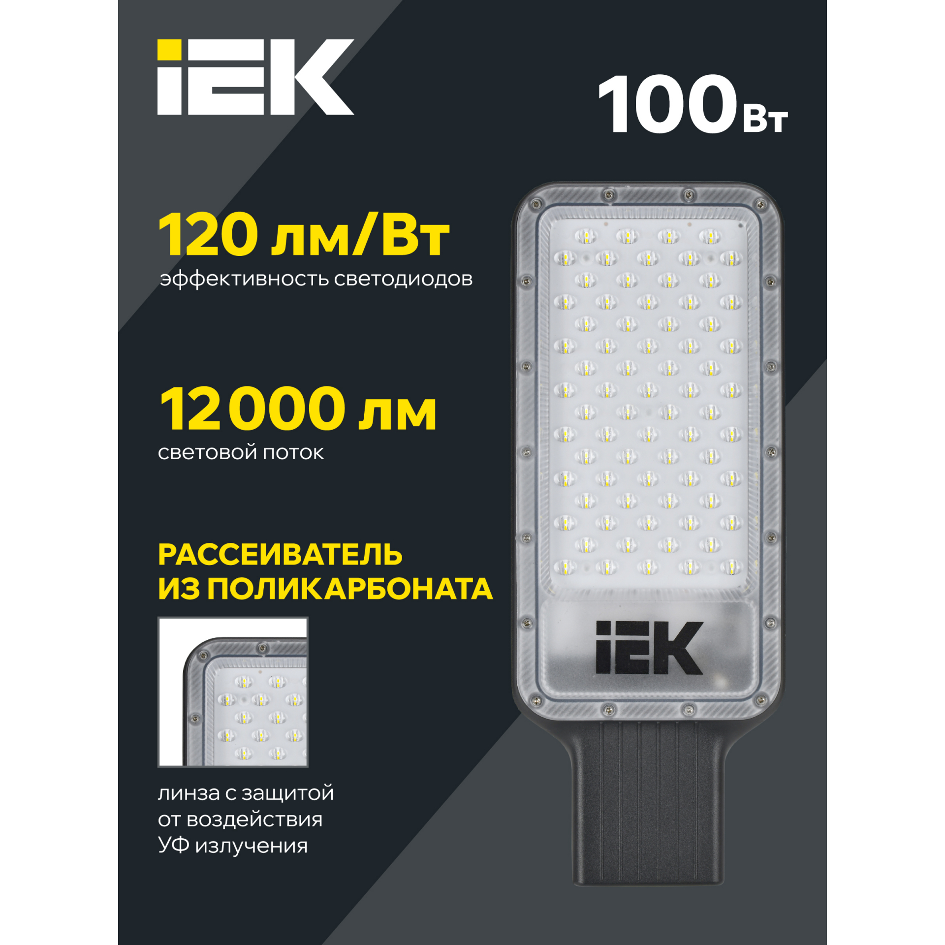 Светильник светодиодный консольный ДКУ 1011-100Ш 5000К IP65 IEK