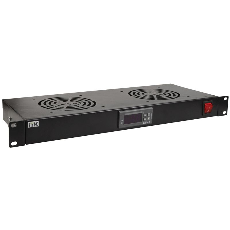 ITK 19 Модуль вентиляторный 1U с цифровым термостатом 2 вентилятора черный