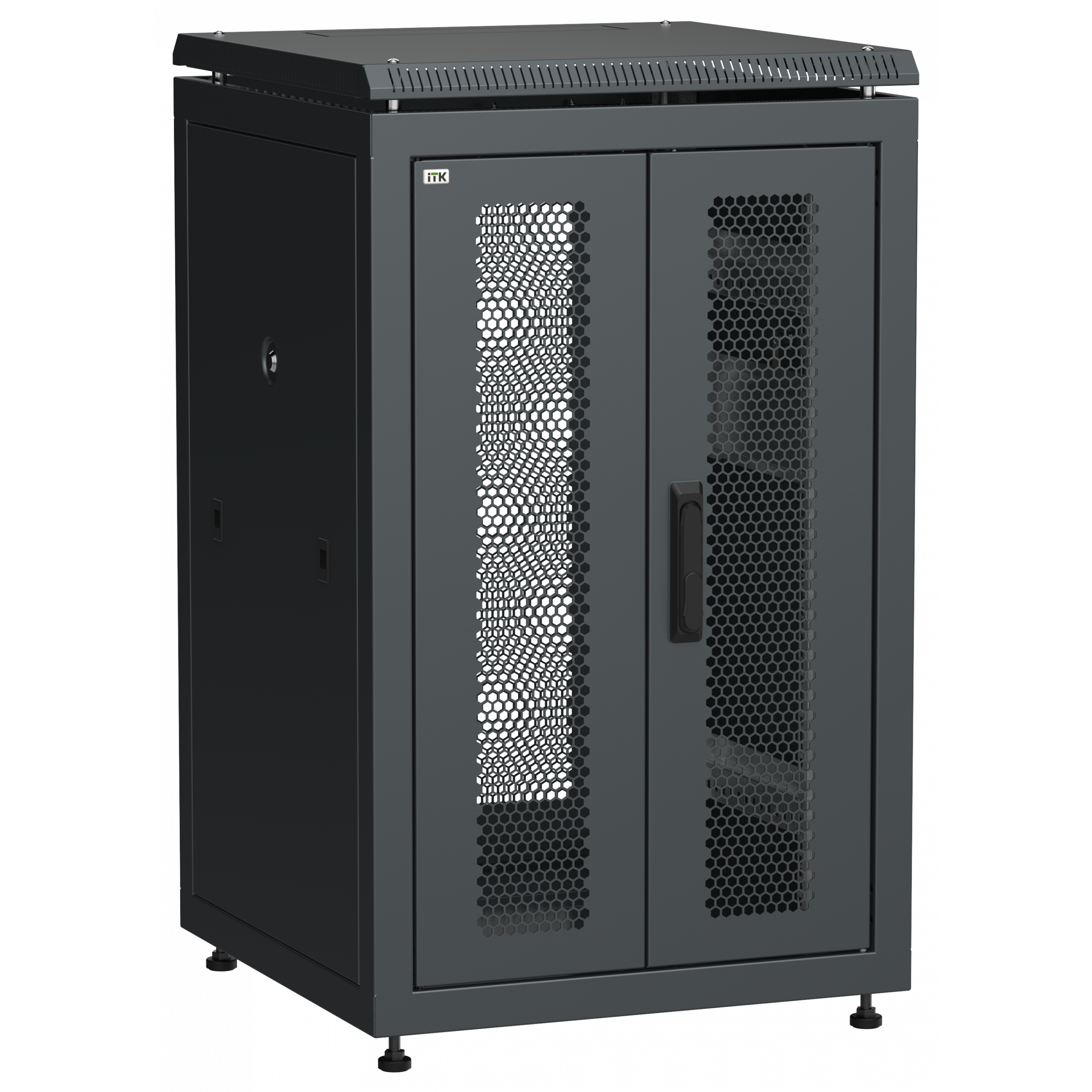 ITK LINEA N Шкаф сетевой 19 18U 600х600мм двери передняя перфорированная задняя двустворчатая перфорированная черный