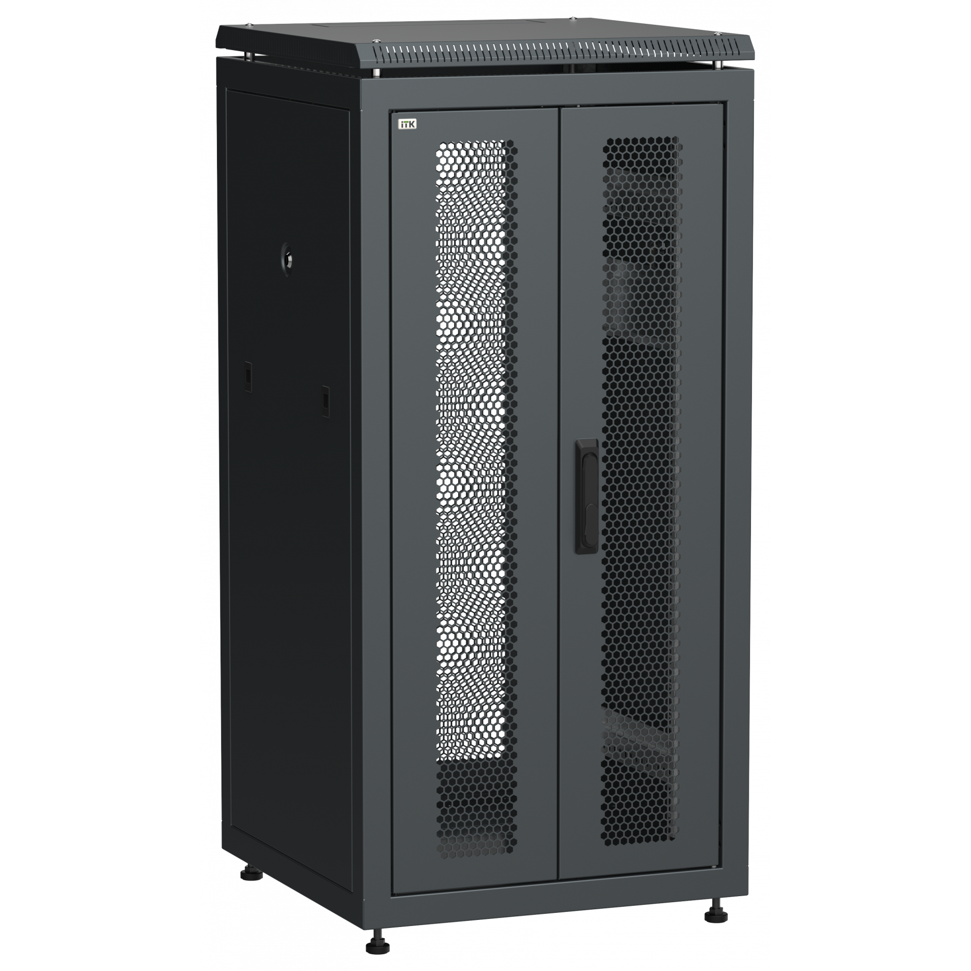 ITK LINEA N Шкаф сетевой 19 24U 600х600мм двери передняя перфорированная задняя двустворчатая перфорированная черный