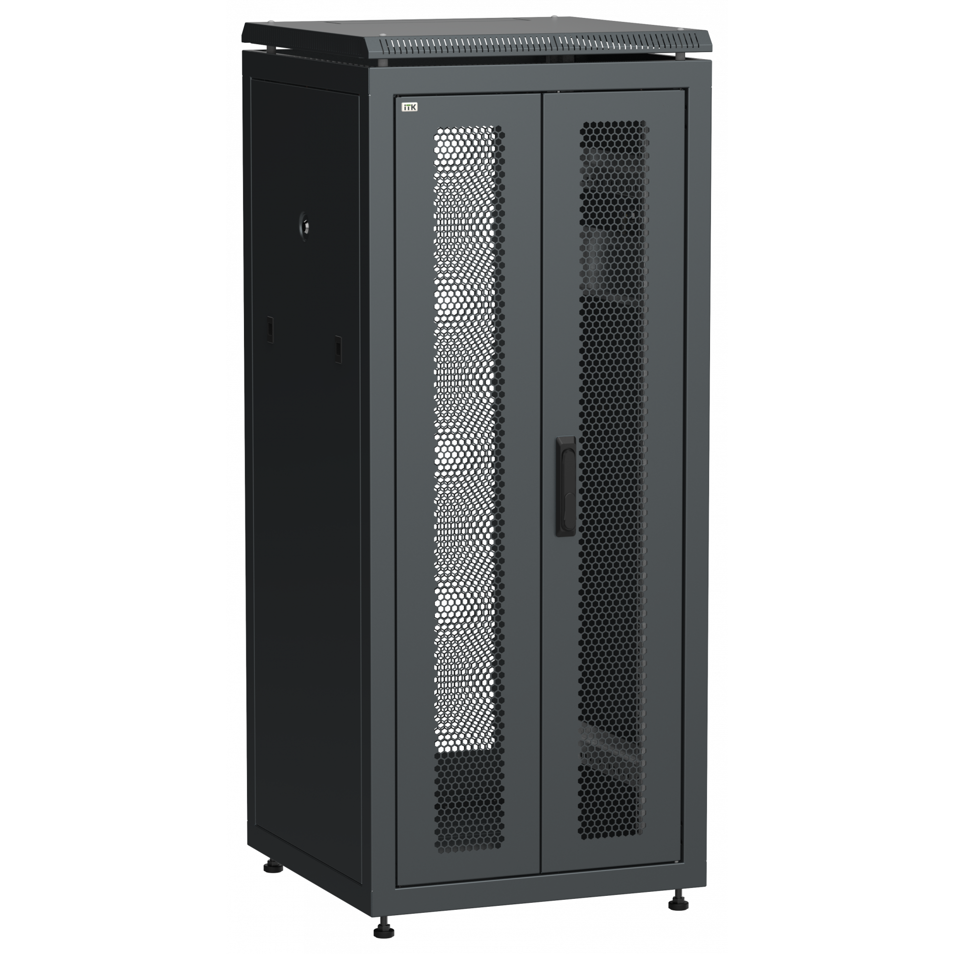 ITK LINEA N Шкаф сетевой 19 28U 600х600мм двери передняя перфорированная задняя двустворчатая перфорированная черный