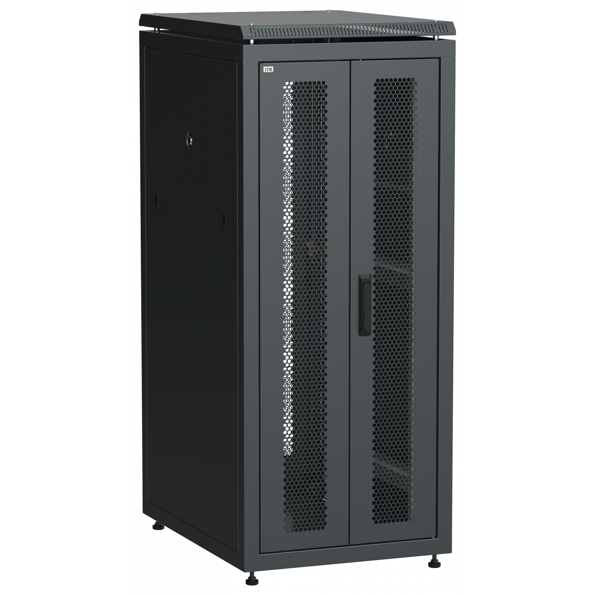 ITK LINEA N Шкаф сетевой 19 28U 600х800мм двери передняя перфорированная задняя двустворчатая перфорированная черный