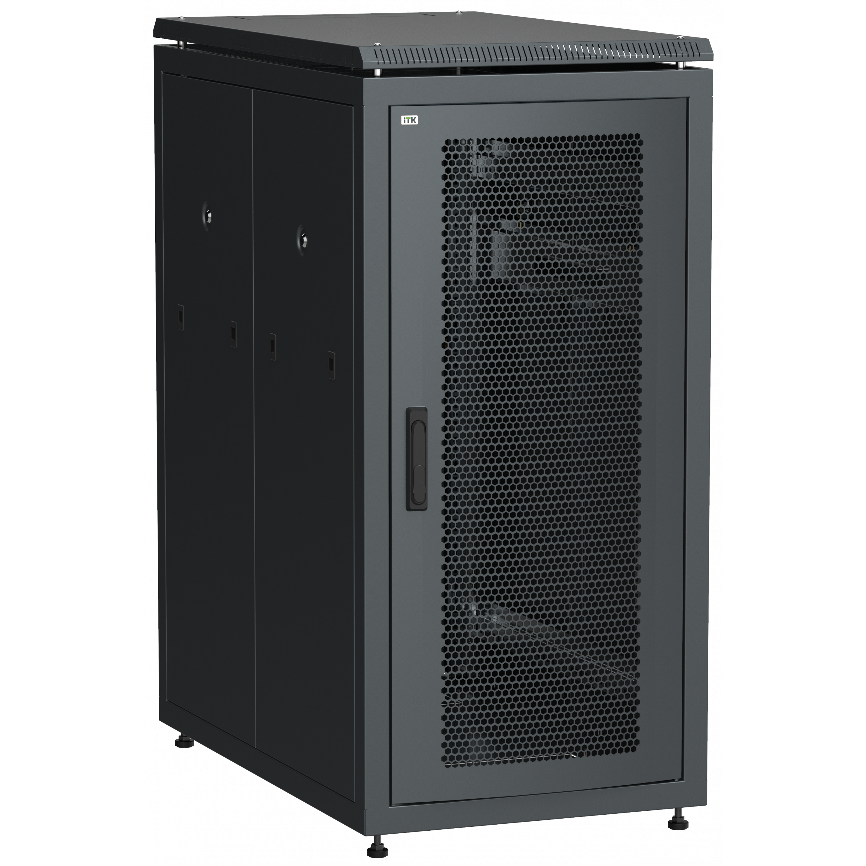 ITK LINEA N Шкаф напольный сетевой 19 28U 800х1000мм перфорированная передняя дверь задняя перфорированная черный
