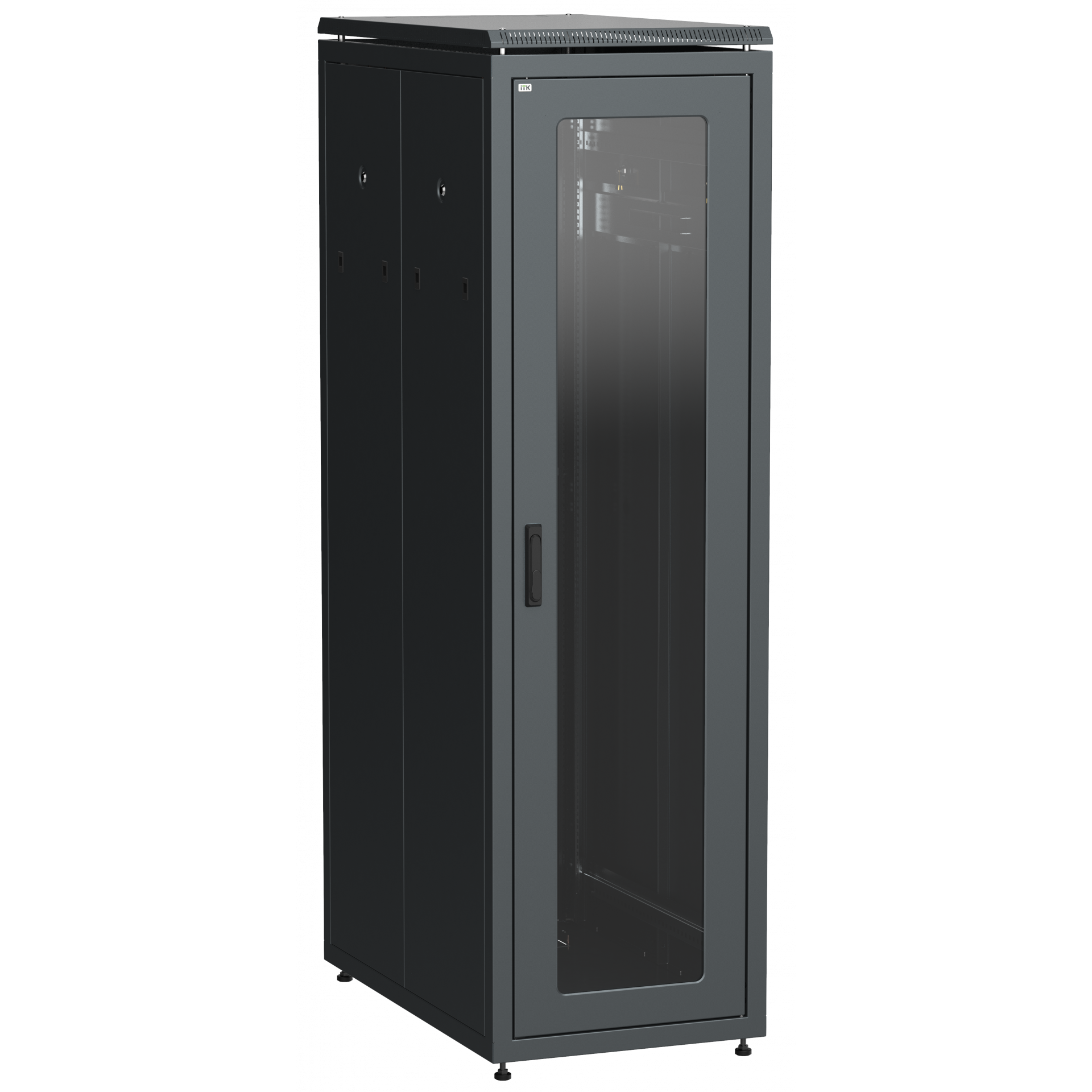 ITK LINEA N Шкаф напольный сетевой 19 33U 800х1000мм стеклянная передняя дверь задняя перфорированная черный
