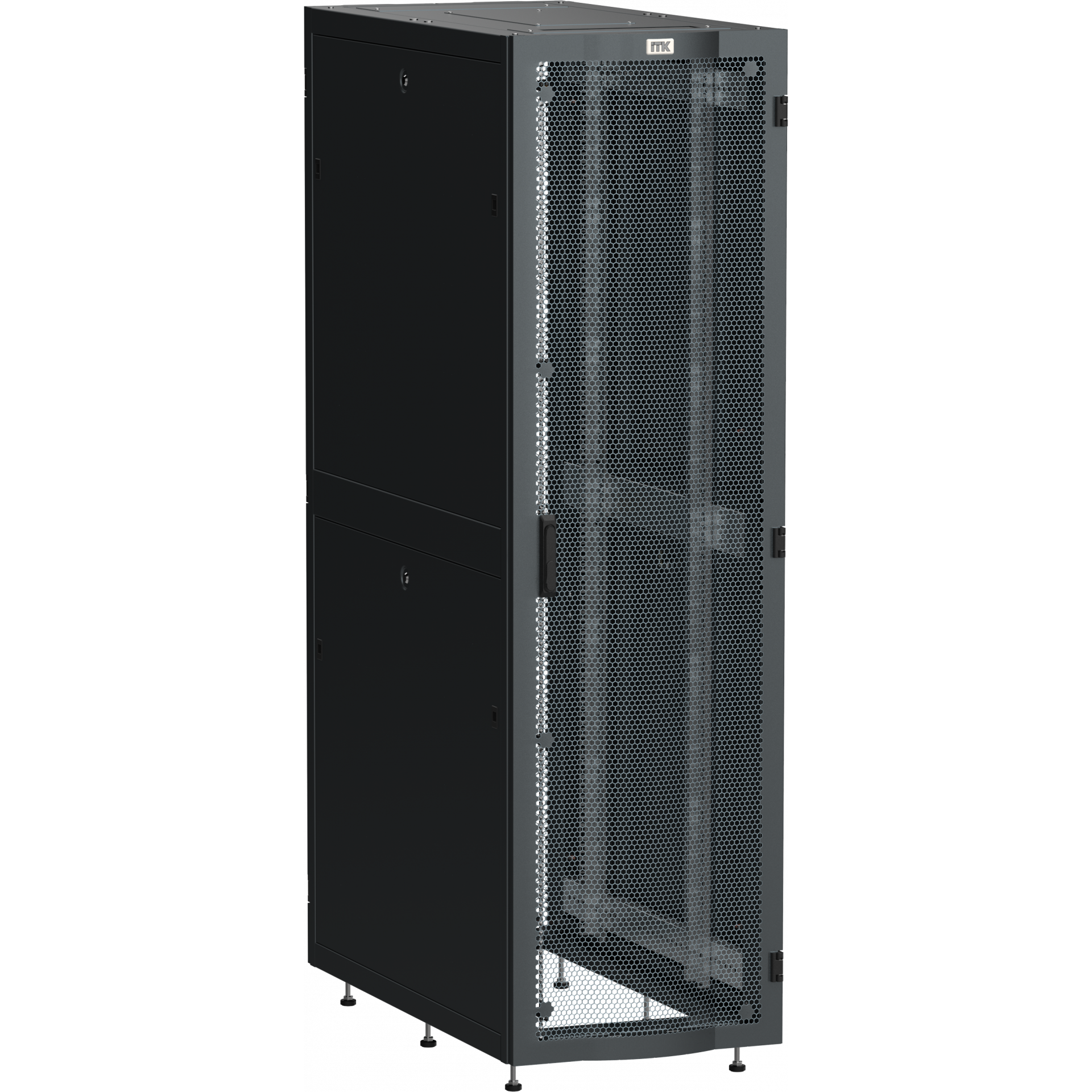 ITK LINEA S Шкаф серверный 19 33U 600х1200мм передняя дверь двухстворчатая перфорированная задняя дверь перфорированная черный RAL 9005