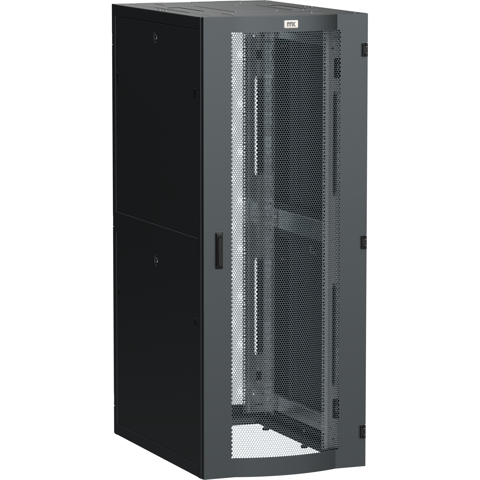 ITK LINEA S Шкаф серверный 19 48U 750х1070мм передняя дверь двухстворчатая перфорированная задняя дверь перфорированная черный RAL 9005