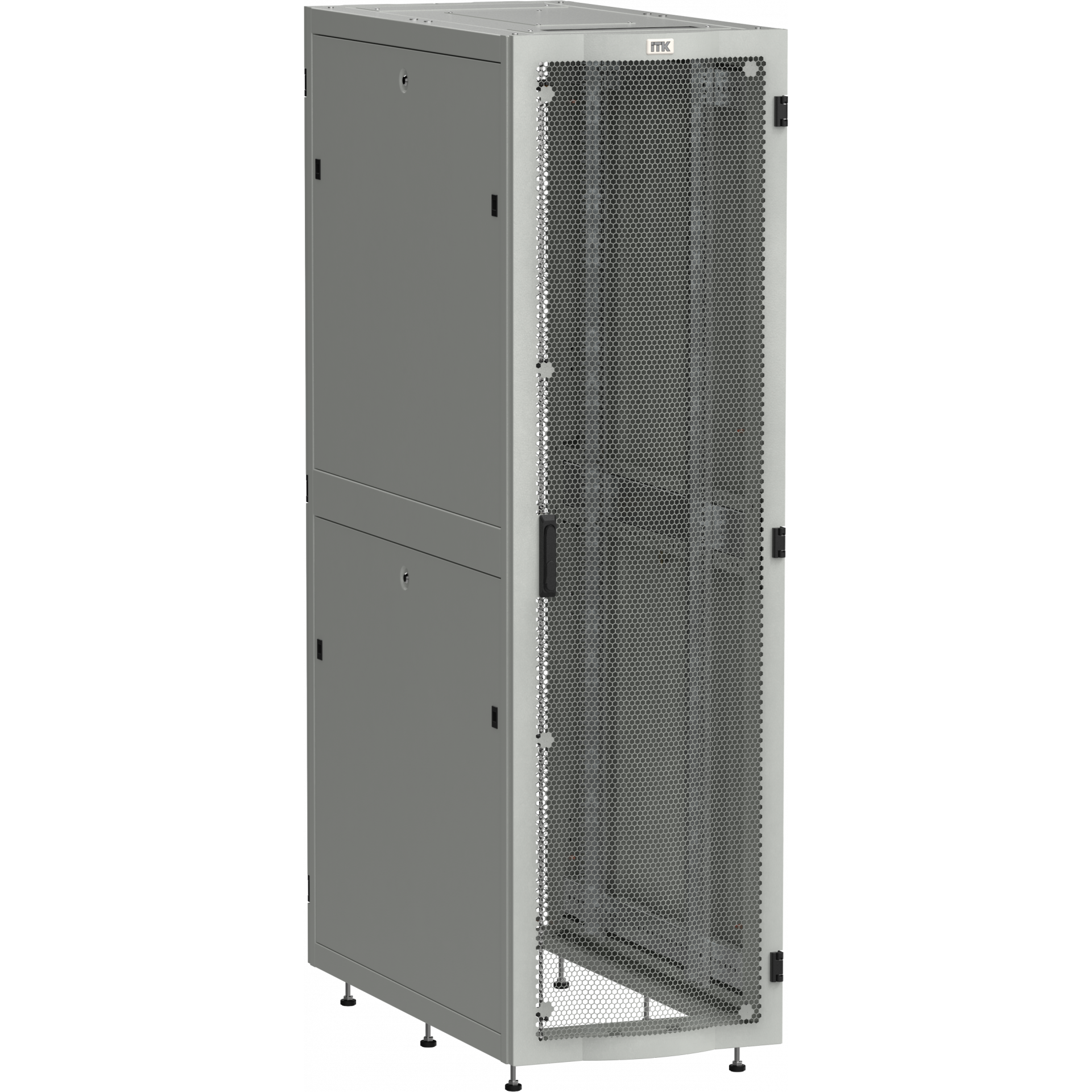 ITK LINEA S Шкаф серверный 19 33U 600х1200мм передняя дверь двухстворчатая перфорированная задняя дверь перфорированная серый RAL 7035