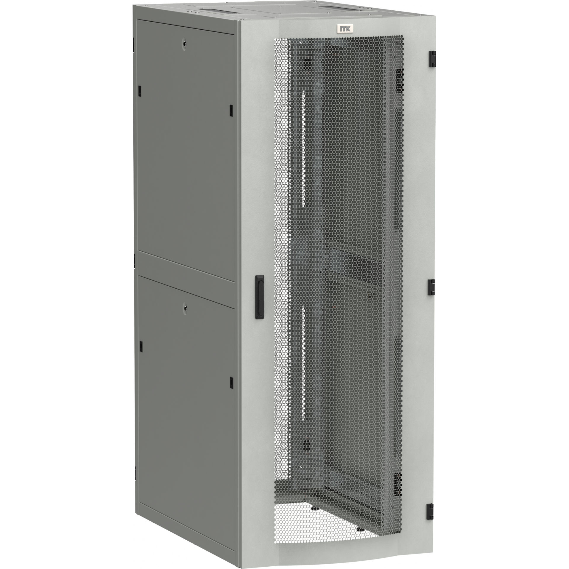 ITK LINEA S Шкаф серверный 19 48U 800х1000мм передняя дверь двухстворчатая перфорированная задняя дверь перфорированная серый RAL 7035