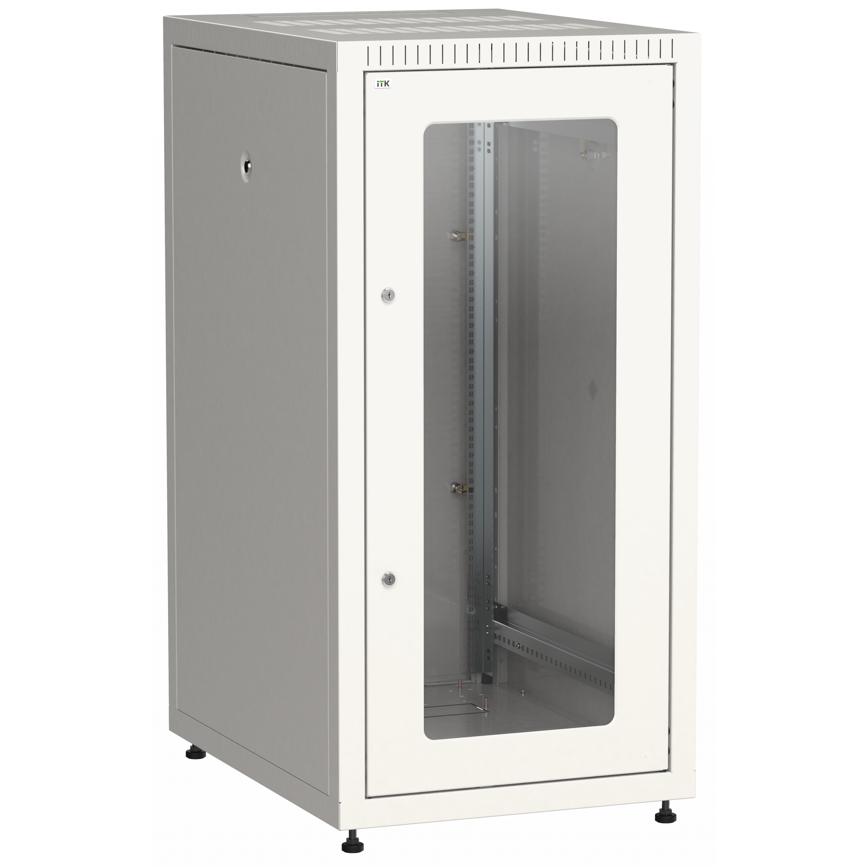 ITK Шкаф сетевой LINEA E 27U 600x800мм с щеточными вводами стеклянная дверь серый