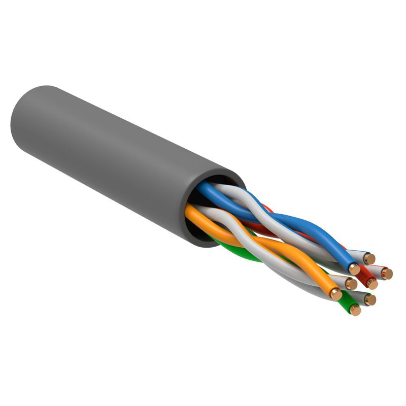 ITK Витая пара U/UTP кат.5E 4х2х24AWG solid LSZH нг(А)-HF серый (305м) РФ/Т
