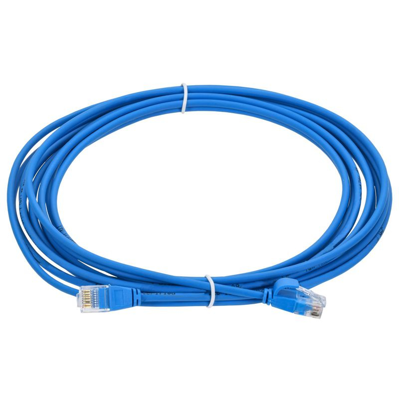 ITK Коммутационный шнур (патч-корд) кат.5E UTP LSZH 5м slim колпачок с язычком синий