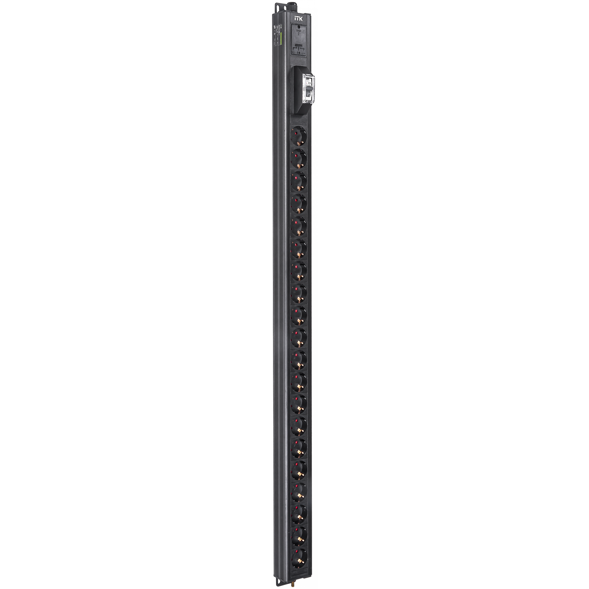 ITK BASE PDU вертикальный PV0111 26U 1 фаза 16А 20 розеток SCHUKO (немецкий стандарт) кабель 2,6м вилка SCHUKO (немецкий стандарт)
