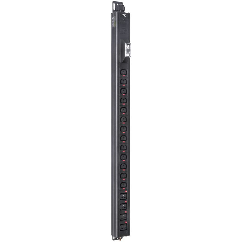 ITK BASE PDU вертикальный PV1112 22U 1 фаза 32А 13 розеток C13 + 4 розетки C19 с клеммной колодкой и кабелем 3м вилка IEC60309 (промышленная)