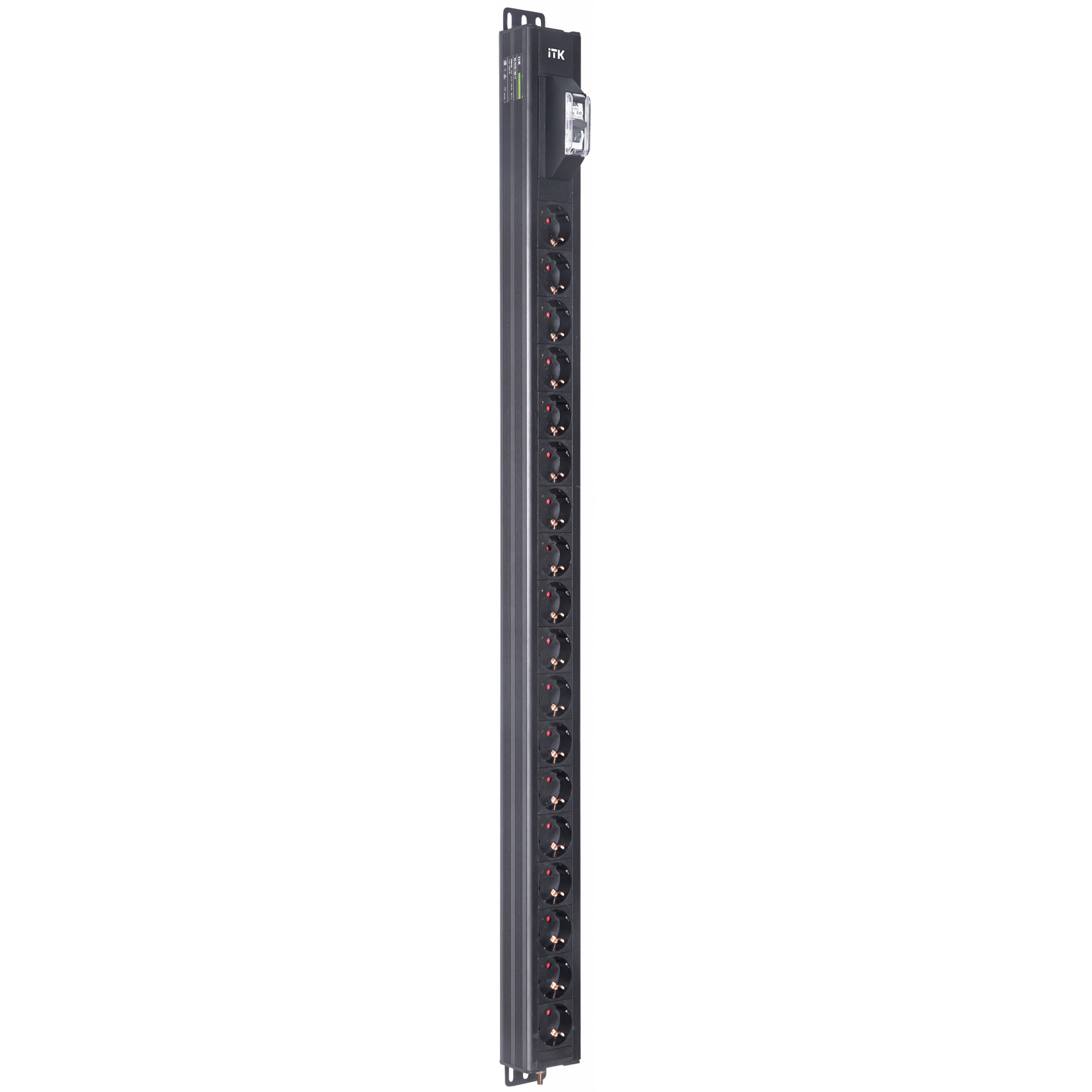 ITK BASE PDU вертикальный PV0101 23U 1 фаза 16А 18 розеток SCHUKO (немецкий стандарт) без кабеля с входным разъемом C20