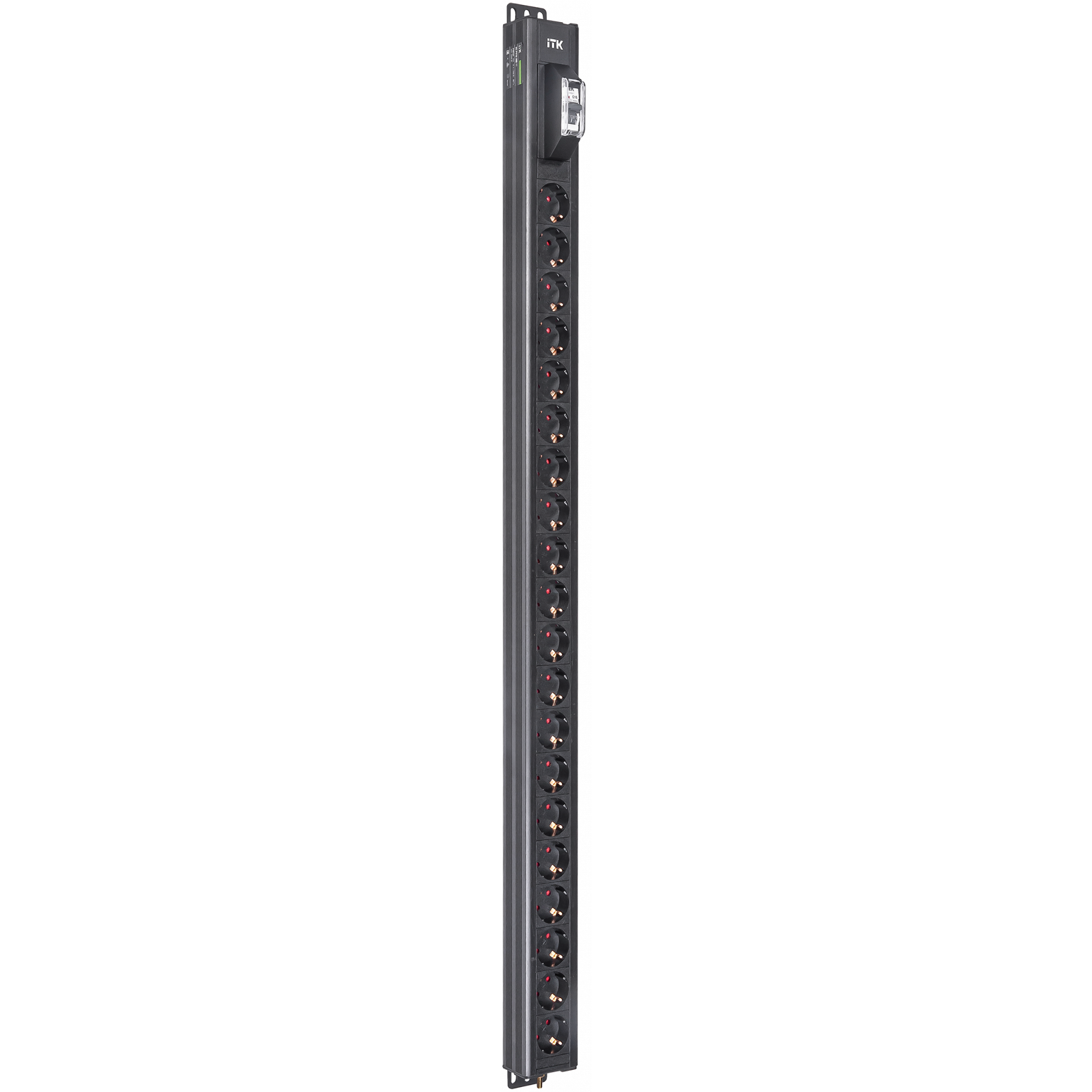 ITK BASE PDU вертикальный PV0101 25U 1 фаза 16А 20 розеток SCHUKO (немецкий стандарт) без кабеля с входным разъемом C20