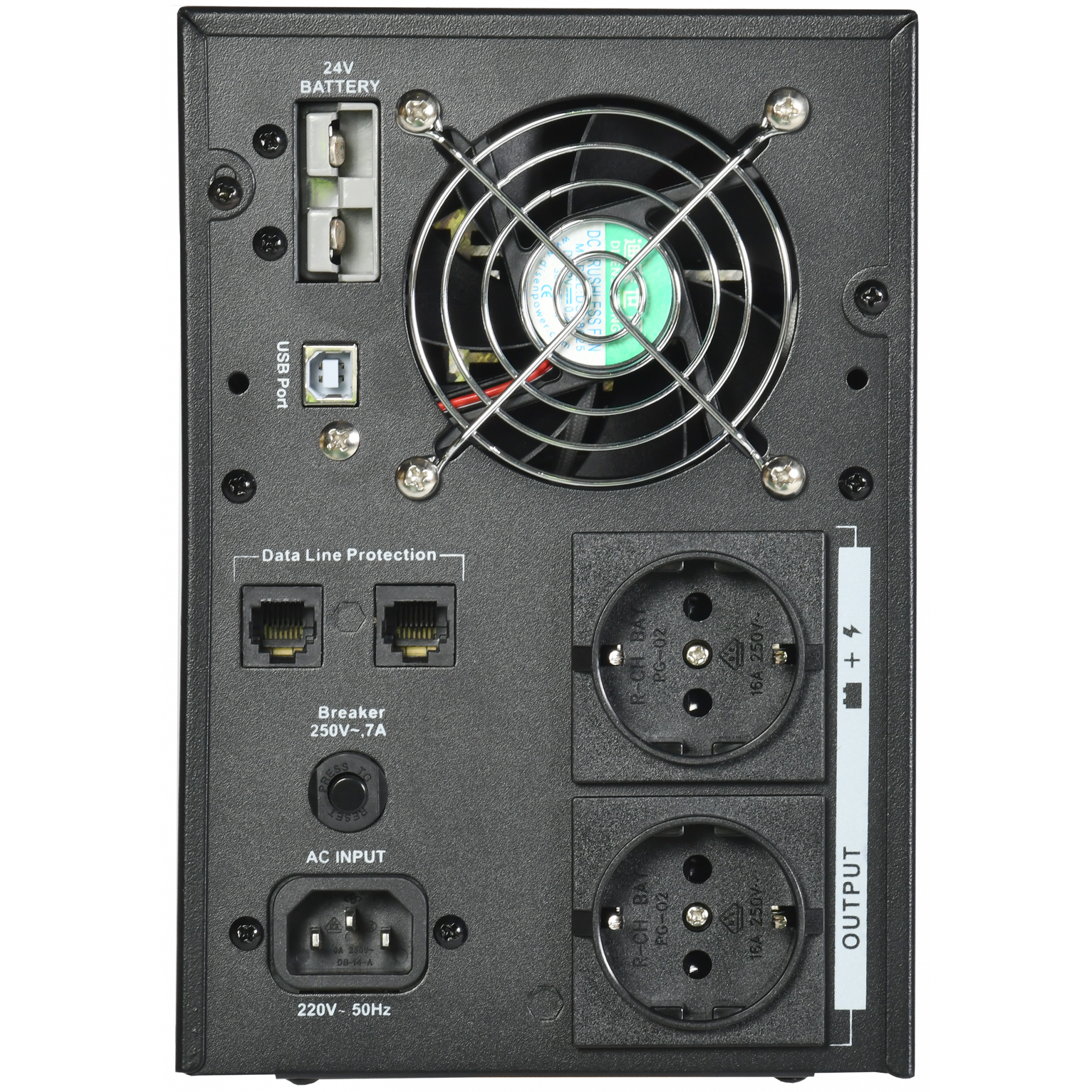 ITK ELECTRA LT ИБП однофазный линейно-интерактивный 1кВА/0,8кВт 2хSchuko LCD дисплей 24VDC без АКБ USB RJ45/11