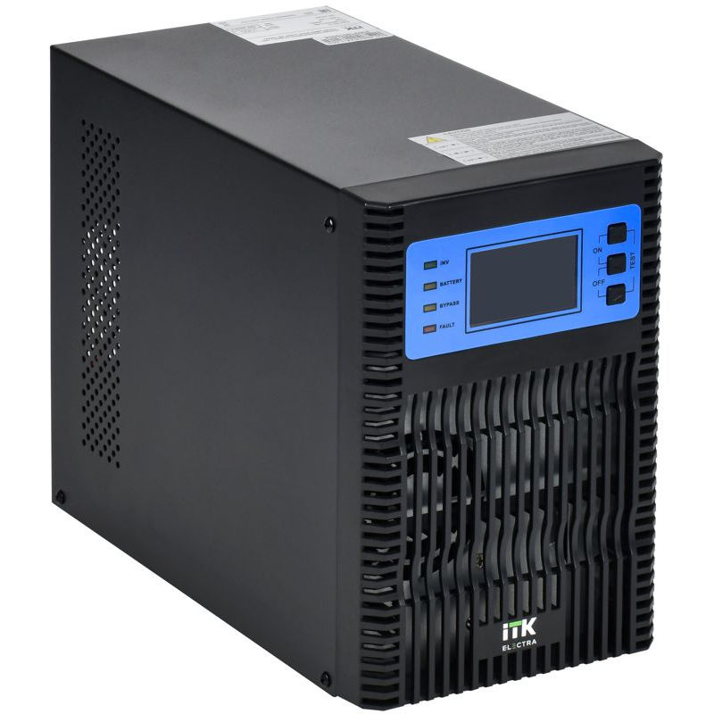 ITK ELECTRA OT ИБП однофазный онлайн 1кВА/1кВт LCD дисплей 36VDC 4хС13 без АКБ с регулируемым зарядным устройством USB EPO RS232 SNMP слот Tower