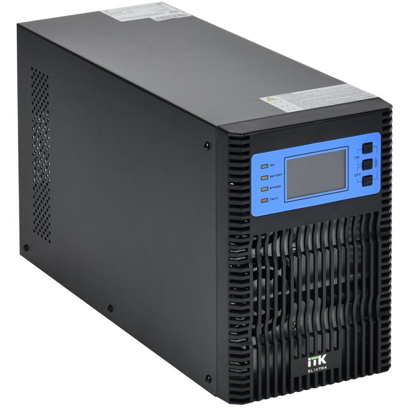 ITK ELECTRA OT ИБП однофазный онлайн 3кВА/3кВт LCD дисплей 96VDC 4хС13 без АКБ с регулируемым зарядным устройством USB EPO RS232 SNMP слот Tower
