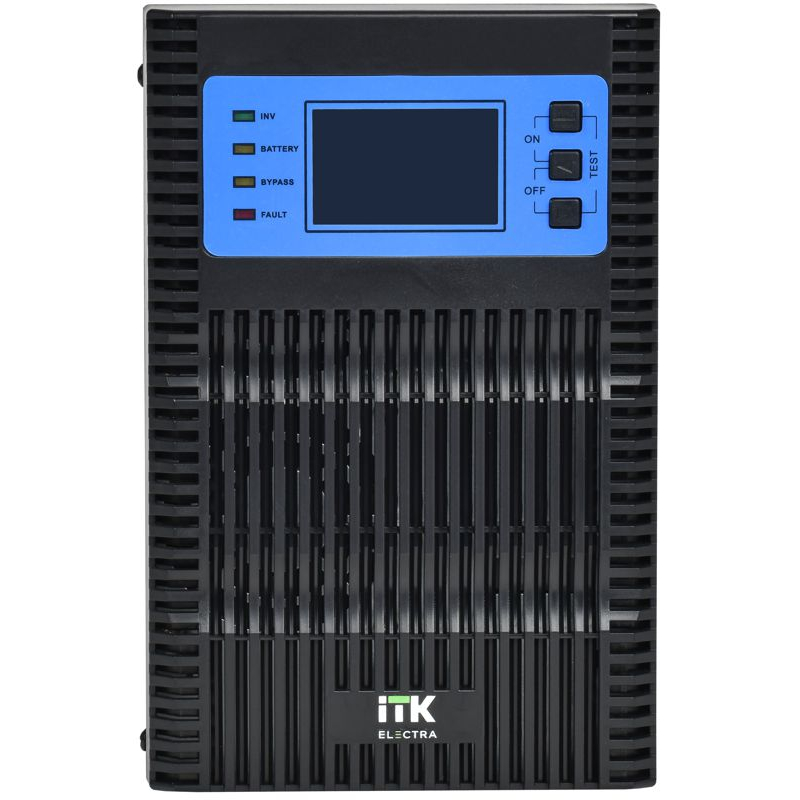 ITK ELECTRA OT ИБП однофазный онлайн 3кВА/3кВт LCD дисплей 96VDC 4хС13 без АКБ с регулируемым зарядным устройством USB EPO RS232 SNMP слот Tower