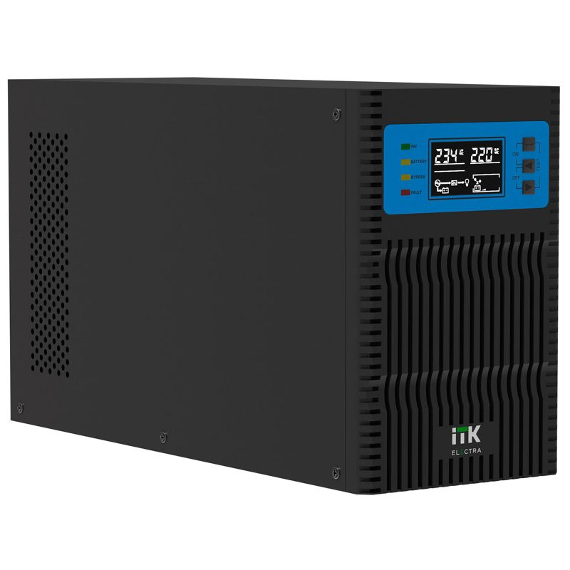 ITK ELECTRA OT ИБП однофазный онлайн 10кВА/10кВт LCD дисплей 192-240VDC клеммная колодка c АКБ 20х7AH USB EPO RS232 SNMP слот Tower