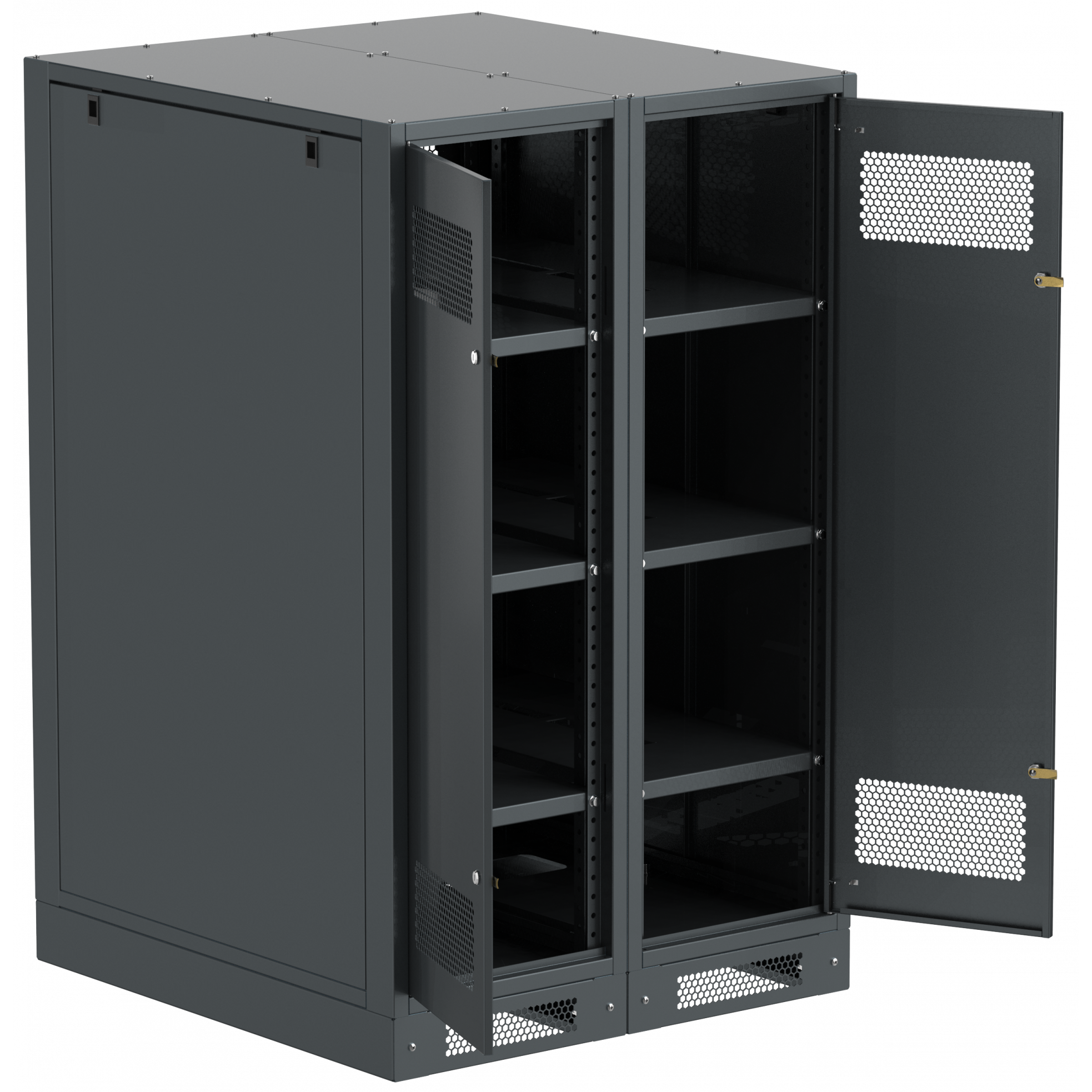 ITK LINEA B Шкаф (пустой) 1450х900х950мм двустворчатая металлическая дверь черный