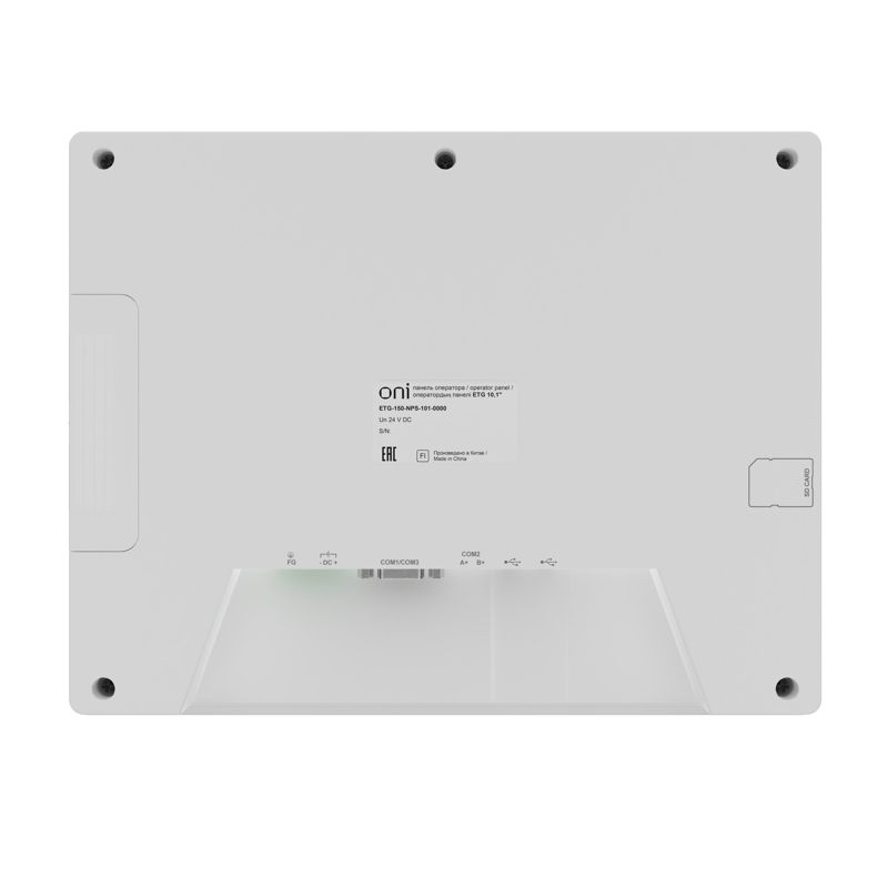 Панель оператора базовая 10,1 с сенсорно-резистивным диспл. и пласт. корпусом; ЦПУ Corteх A8 600МГц; экран 16:9 (1024×600); 24-бит; USB 1хHost 1хSlave; 1хRS485/232/422 1хRS232; 24В DC start ONI