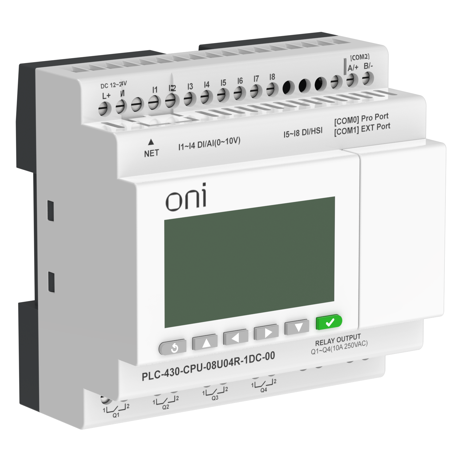 ПЛК 430 Модуль ЦПУ 4 DI 4 UI (0-10 В/DI) 4 RO 24В DC с Ethernet портом с экраном ONI