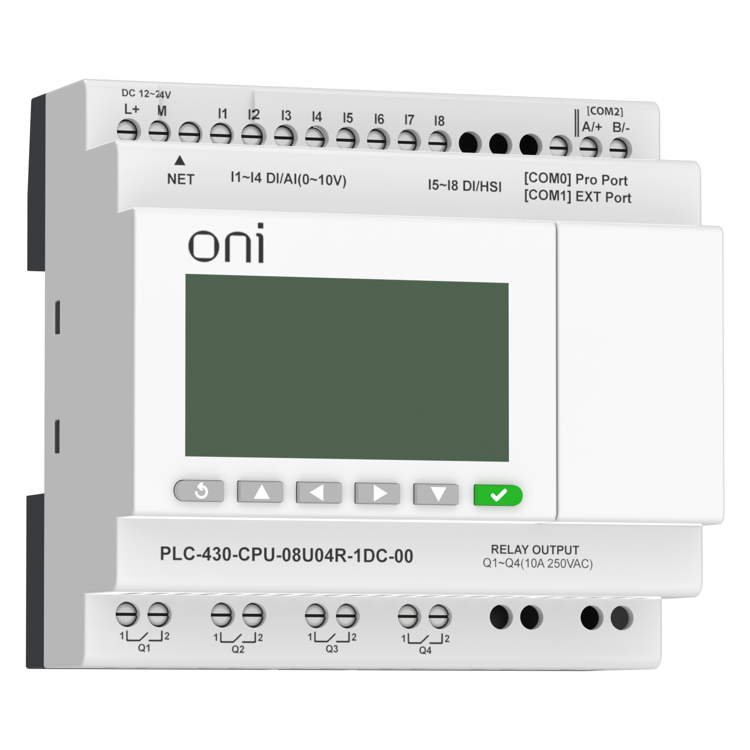 ПЛК 430 Модуль ЦПУ 4 DI 4 UI (0-10 В/DI) 4 RO 24В DC с Ethernet портом с экраном ONI