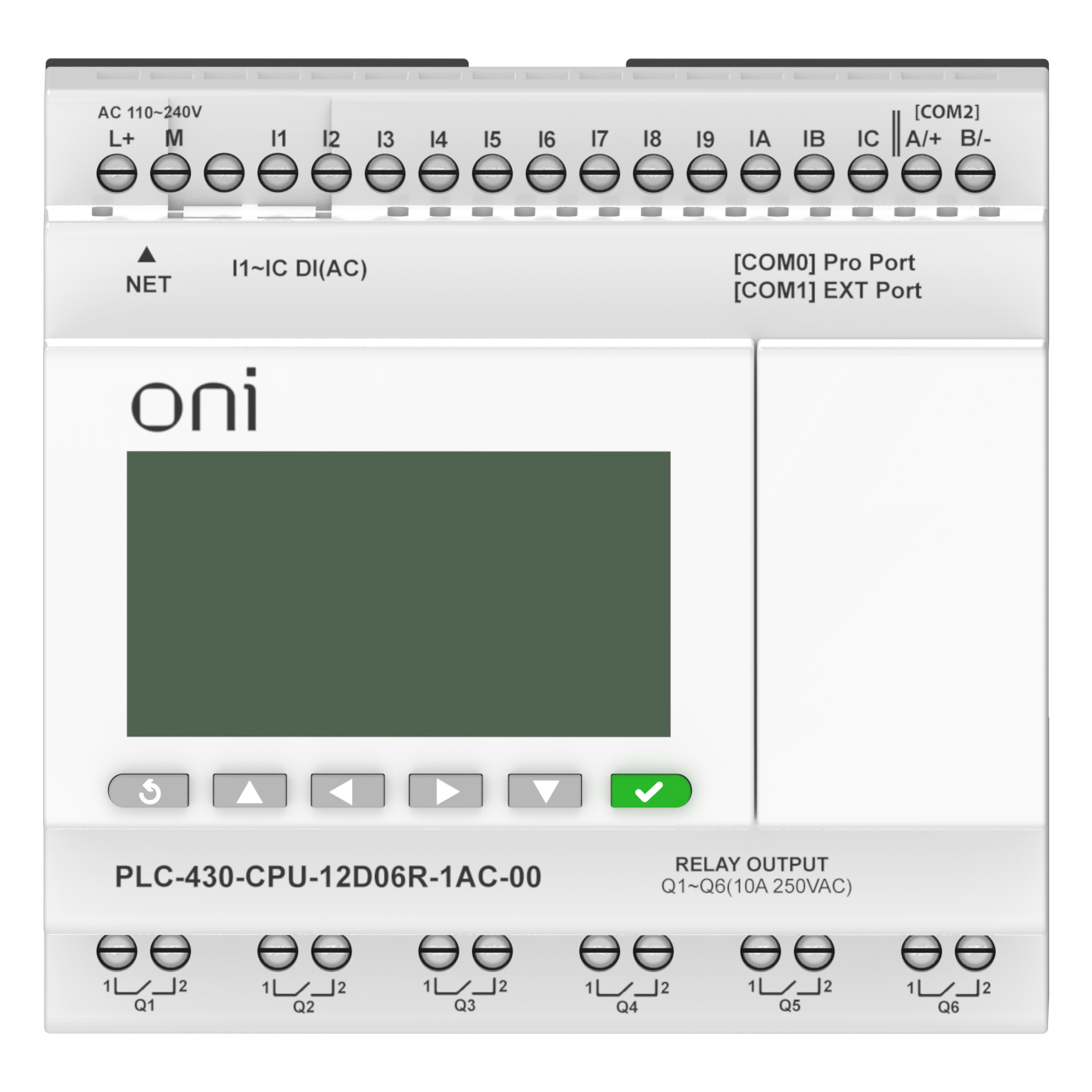 ПЛК 430 Модуль ЦПУ 12 DI 6 RO 220В AC с Ethernet портом с экраном ONI