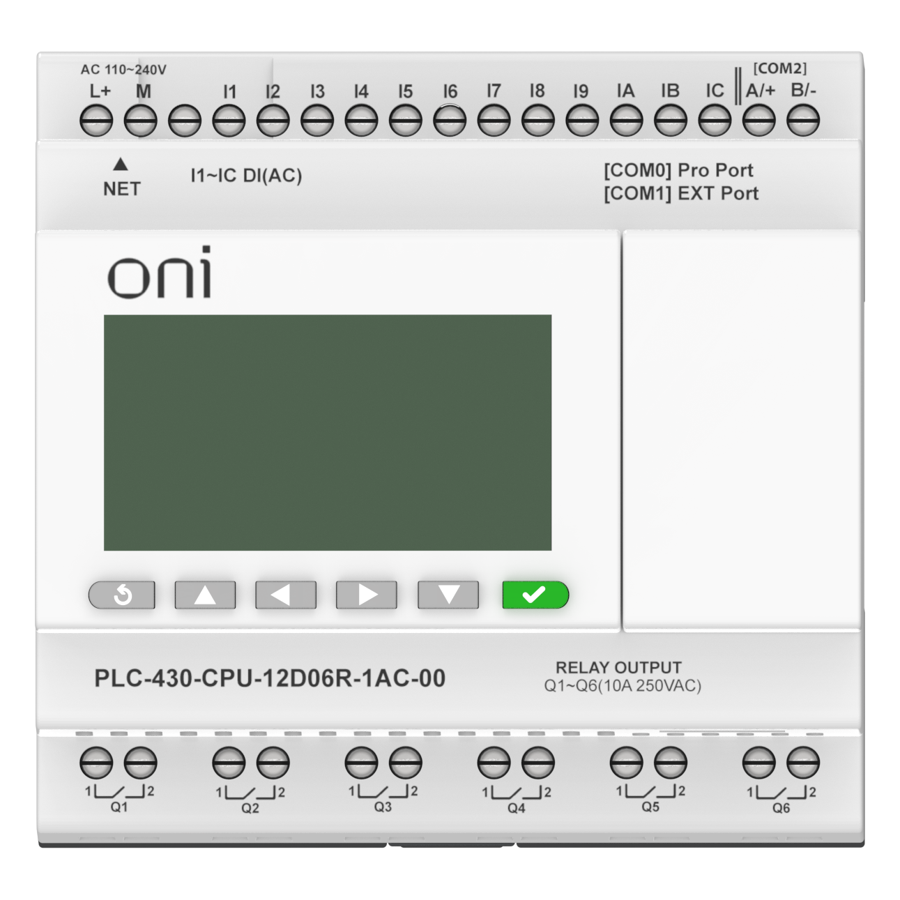 ПЛК 430 Модуль ЦПУ 12 DI 6 RO 220В AC с Ethernet портом с экраном ONI