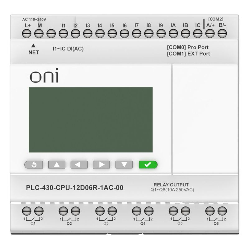 ПЛК 430 Модуль ЦПУ 12 DI 6 RO 220В AC с Ethernet портом с экраном ONI