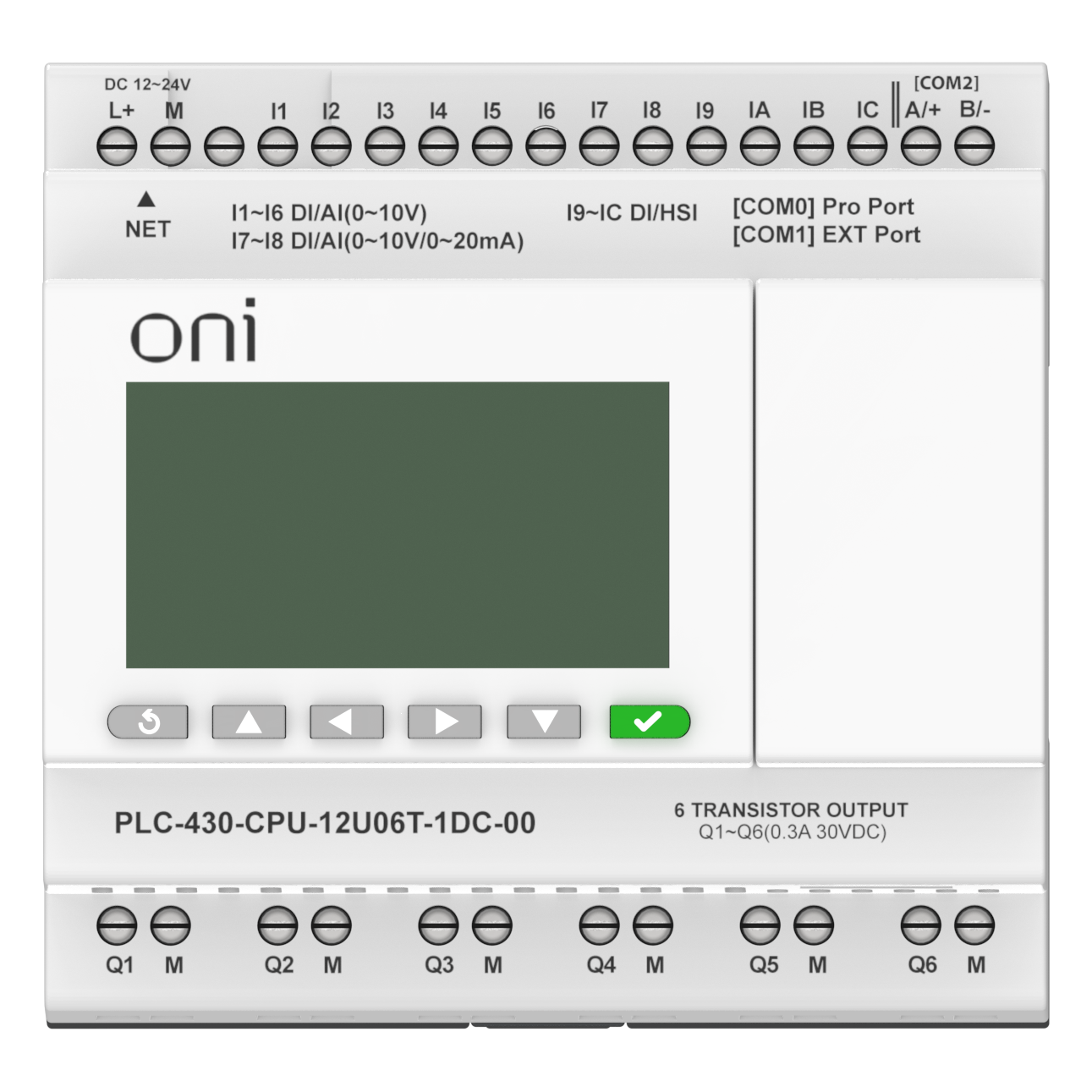 ПЛК 430 Модуль ЦПУ 4 DI 6 UI (0-10 В/DI) 2 UI (0-10 В/0-20 мА/DI) 6 TO 24В DC с Ethernet портом с экраном ONI