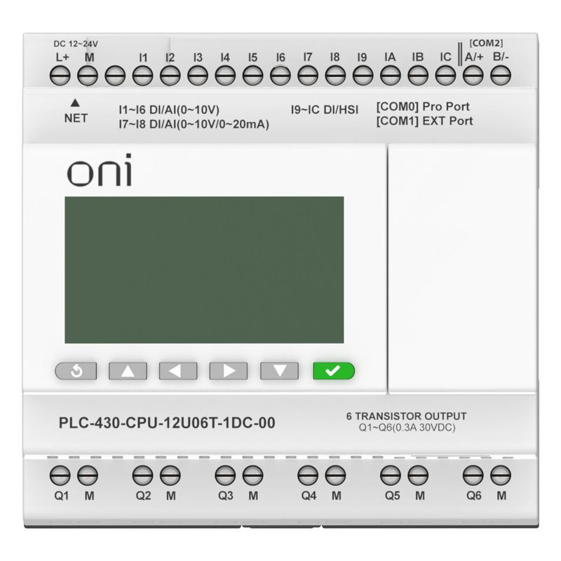 ПЛК 430 Модуль ЦПУ 4 DI 6 UI (0-10 В/DI) 2 UI (0-10 В/0-20 мА/DI) 6 TO 24В DC с Ethernet портом с экраном ONI
