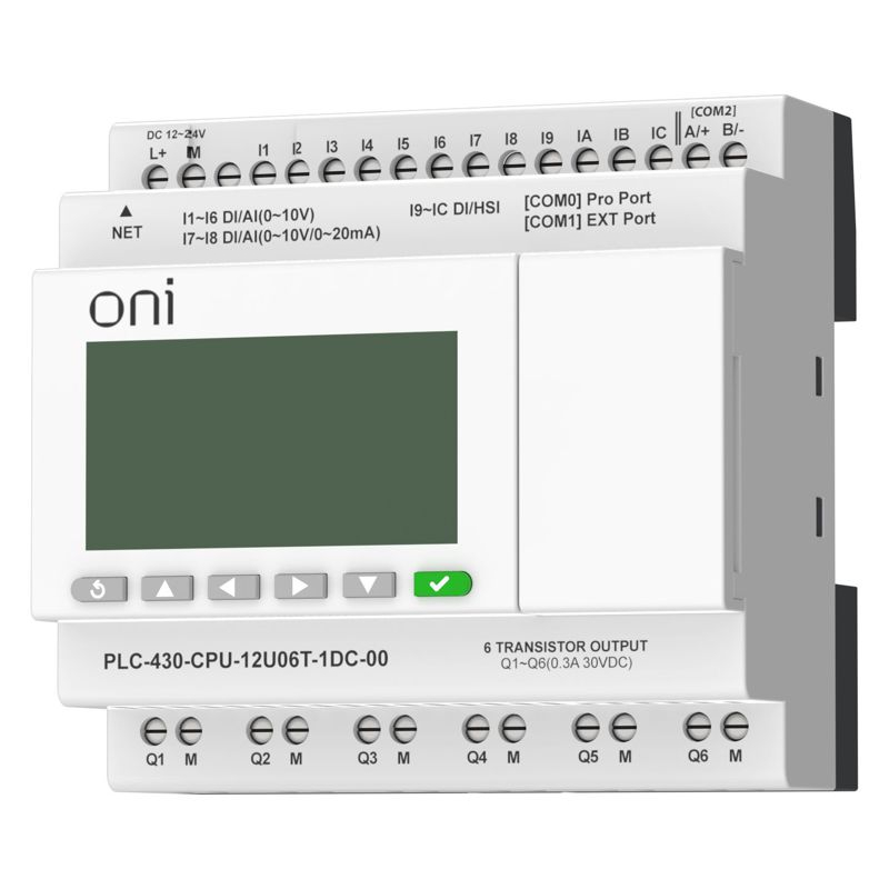 ПЛК 430 Модуль ЦПУ 4 DI 6 UI (0-10 В/DI) 2 UI (0-10 В/0-20 мА/DI) 6 TO 24В DC с Ethernet портом с экраном ONI