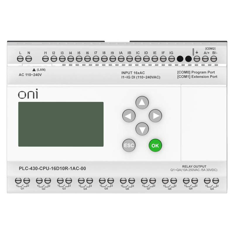 ПЛК 430 Модуль ЦПУ 16 DI 10 RO 220В AC с Ethernet портом с экраном ONI