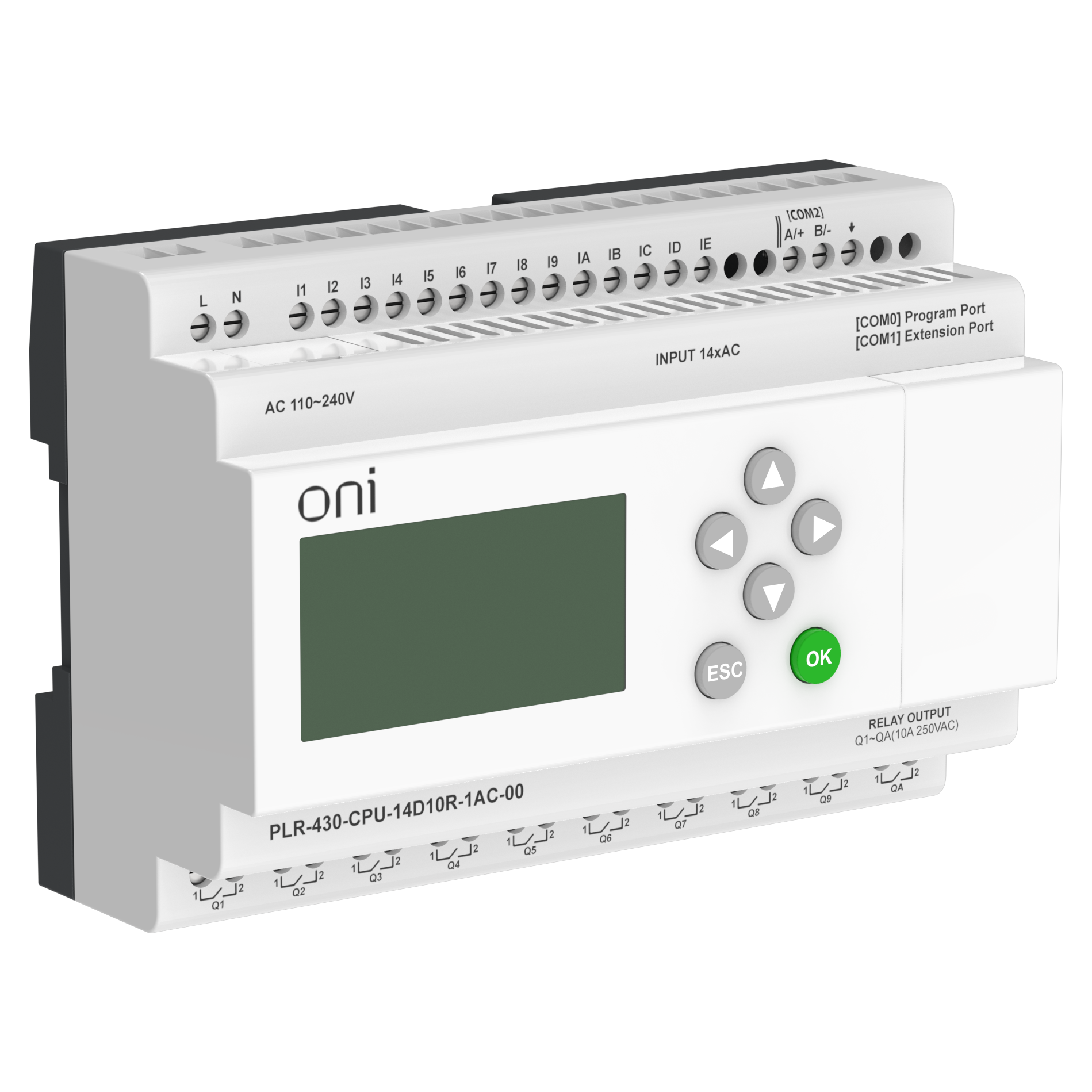 ПЛК 430 Модуль ЦПУ 14 DI 10 RO 220В AC с экраном ONI