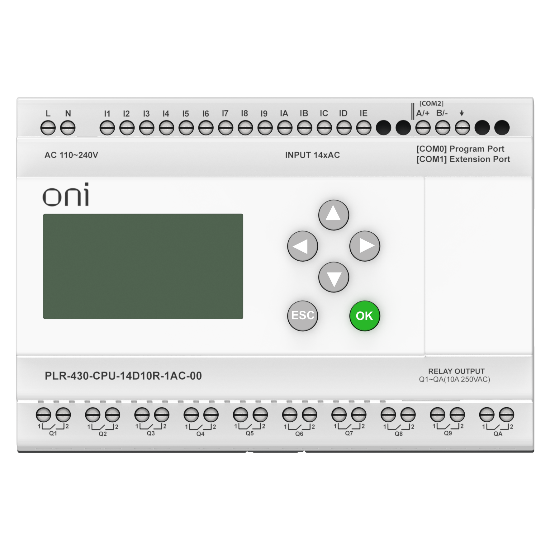 ПЛК 430 Модуль ЦПУ 14 DI 10 RO 220В AC с экраном ONI