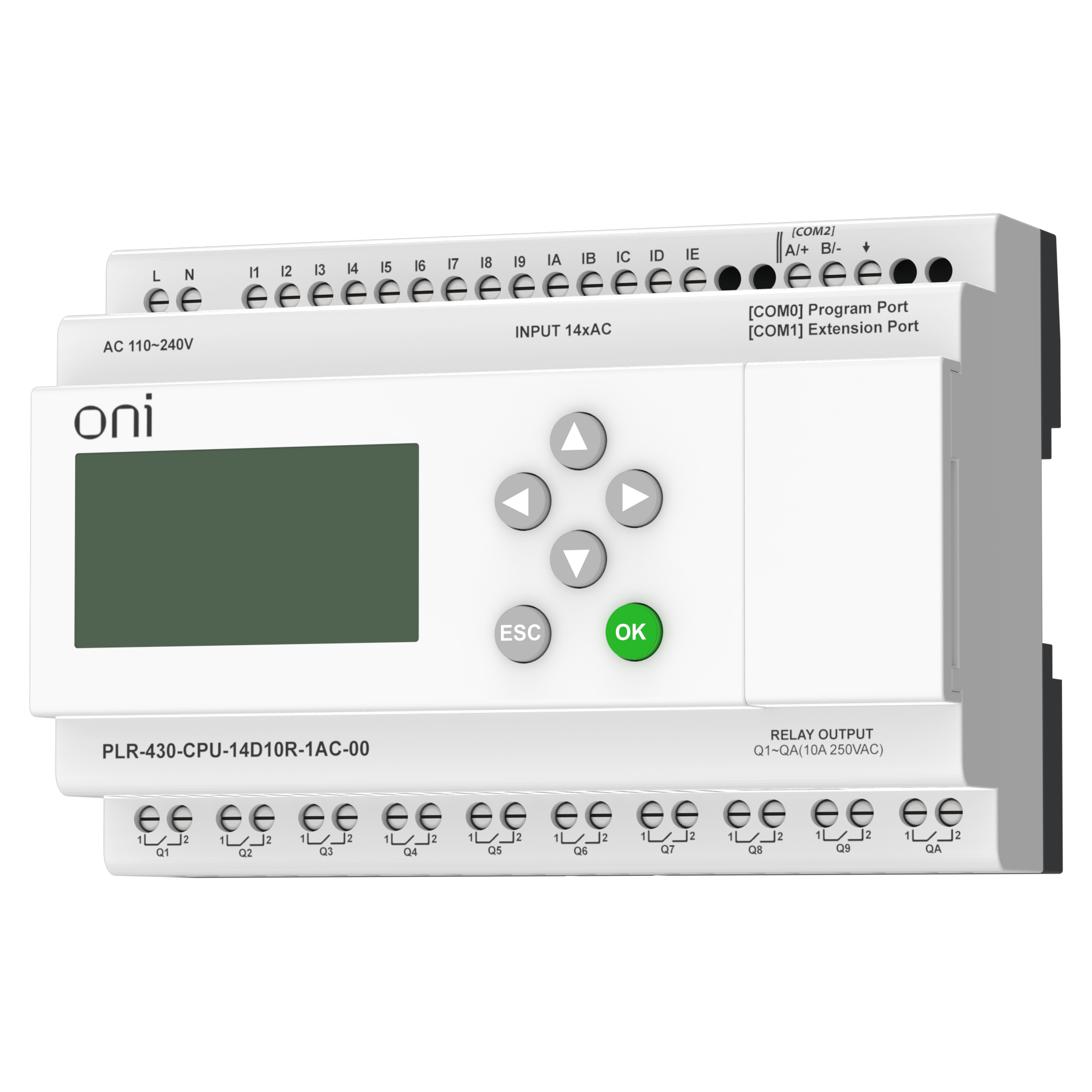 ПЛК 430 Модуль ЦПУ 14 DI 10 RO 220В AC с экраном ONI