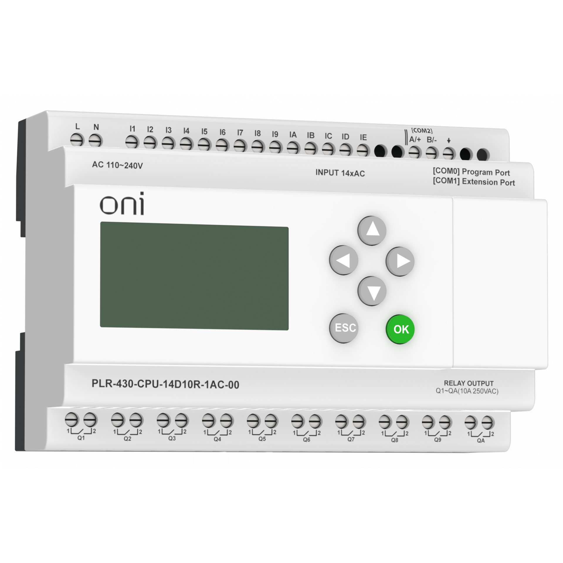ПЛК 430 Модуль ЦПУ 14 DI 10 RO 220В AC с экраном ONI