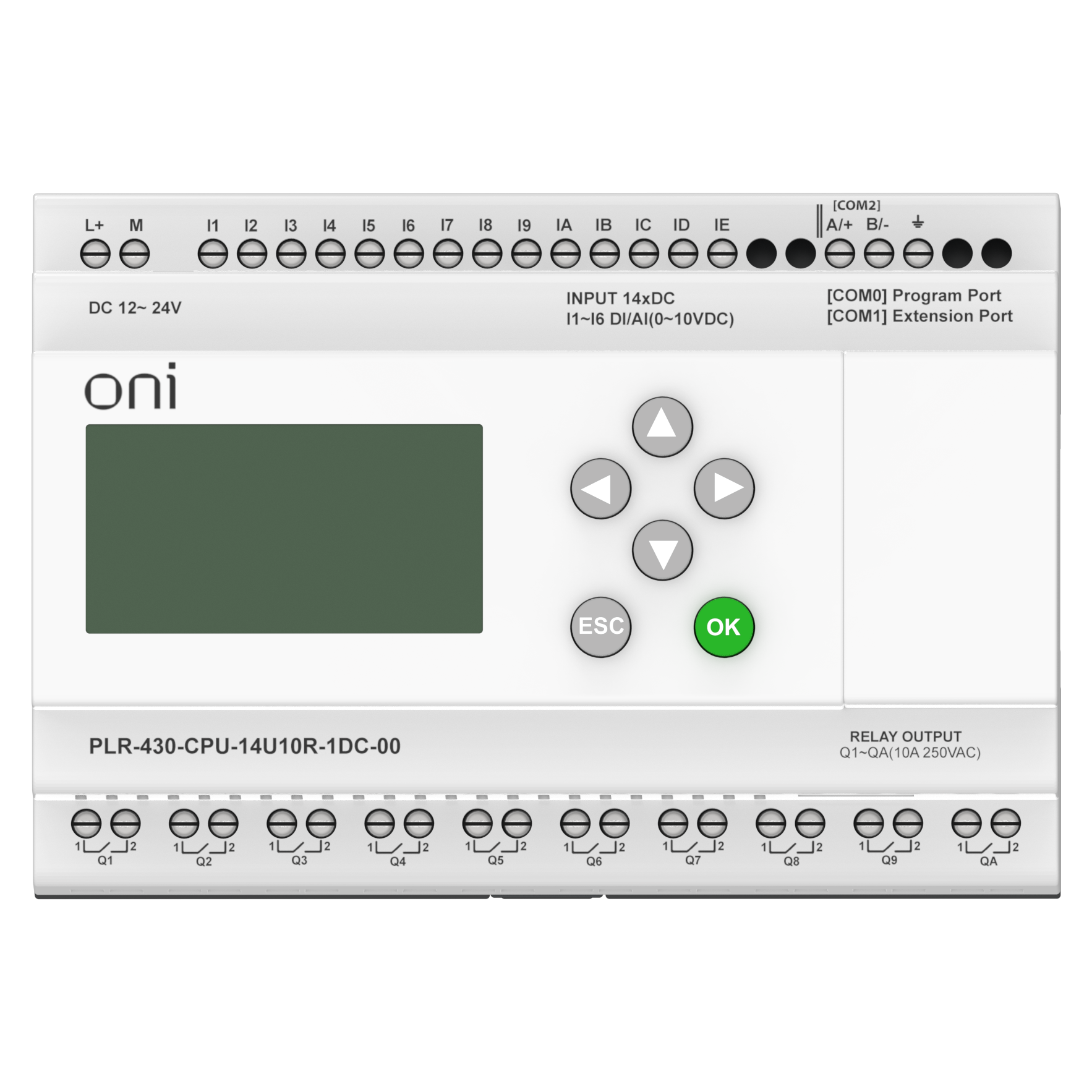 ПЛК 430 Модуль ЦПУ 8 DI 6 UI (0-10 В/DI) 10 RO 24В DC с экраном ONI